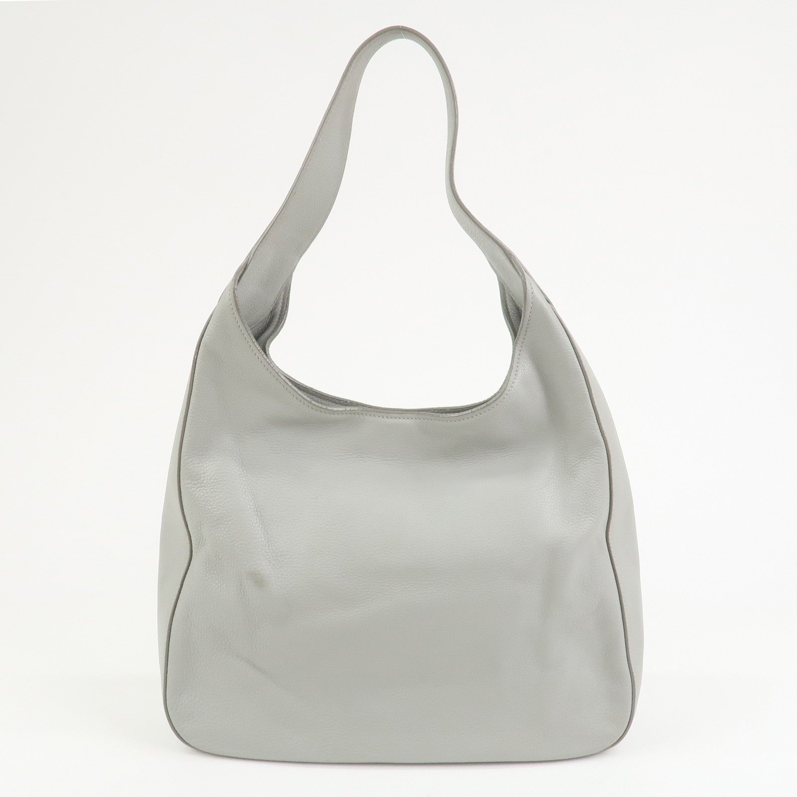 PRADA Logo Leather Shoulder Bag Hand Bag Gray 1BC013