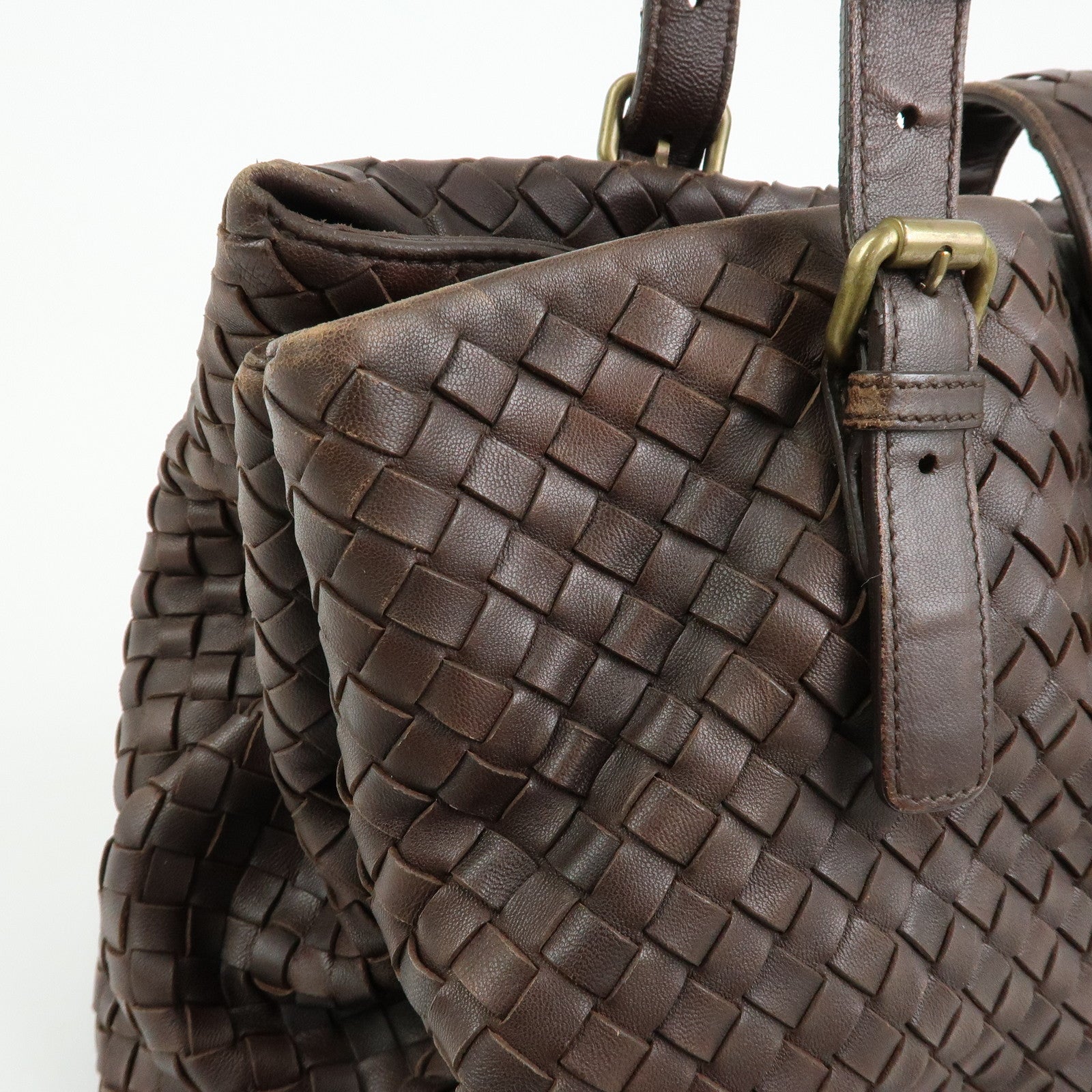 BOTTEGA VENETA Intrecciato Leather Tote Bag Hand Bag Brown