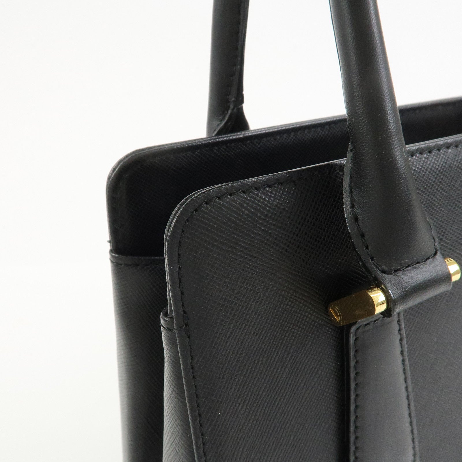 BURBERRY Logo Leather Hand Bag Black