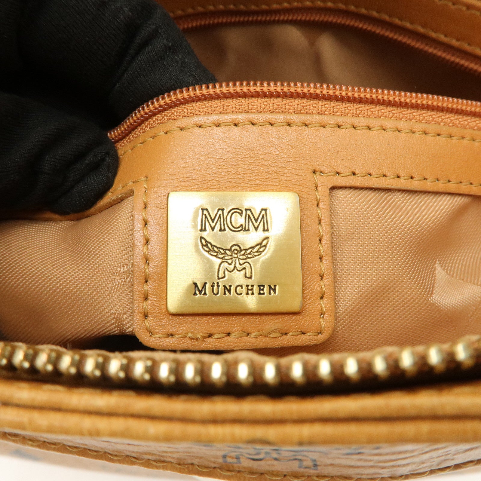 MCM Visetos Leather Hand Bag Shoulder Bag Brown Camel Brown