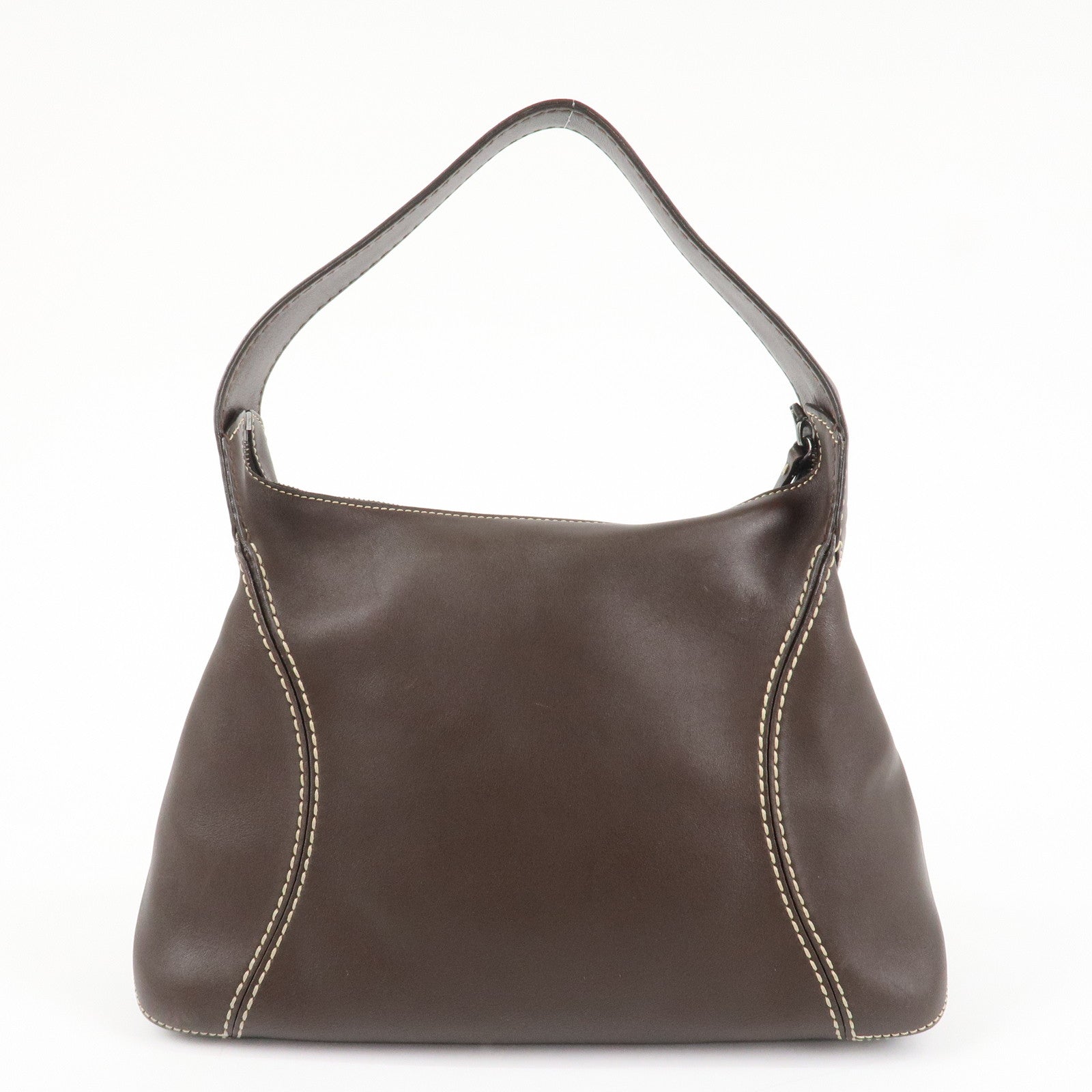 TOD'S Leather Shoulder Bag Hand Bag Brown Used