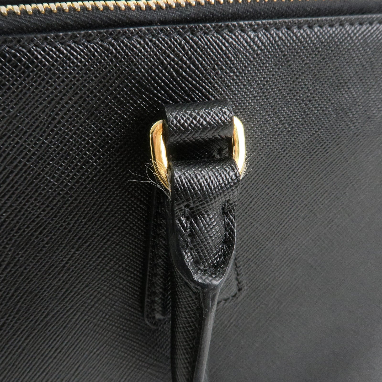 PRADA Triangle Logo Saffiano Leather 2WAY Hand Bag Black BN1801 Used
