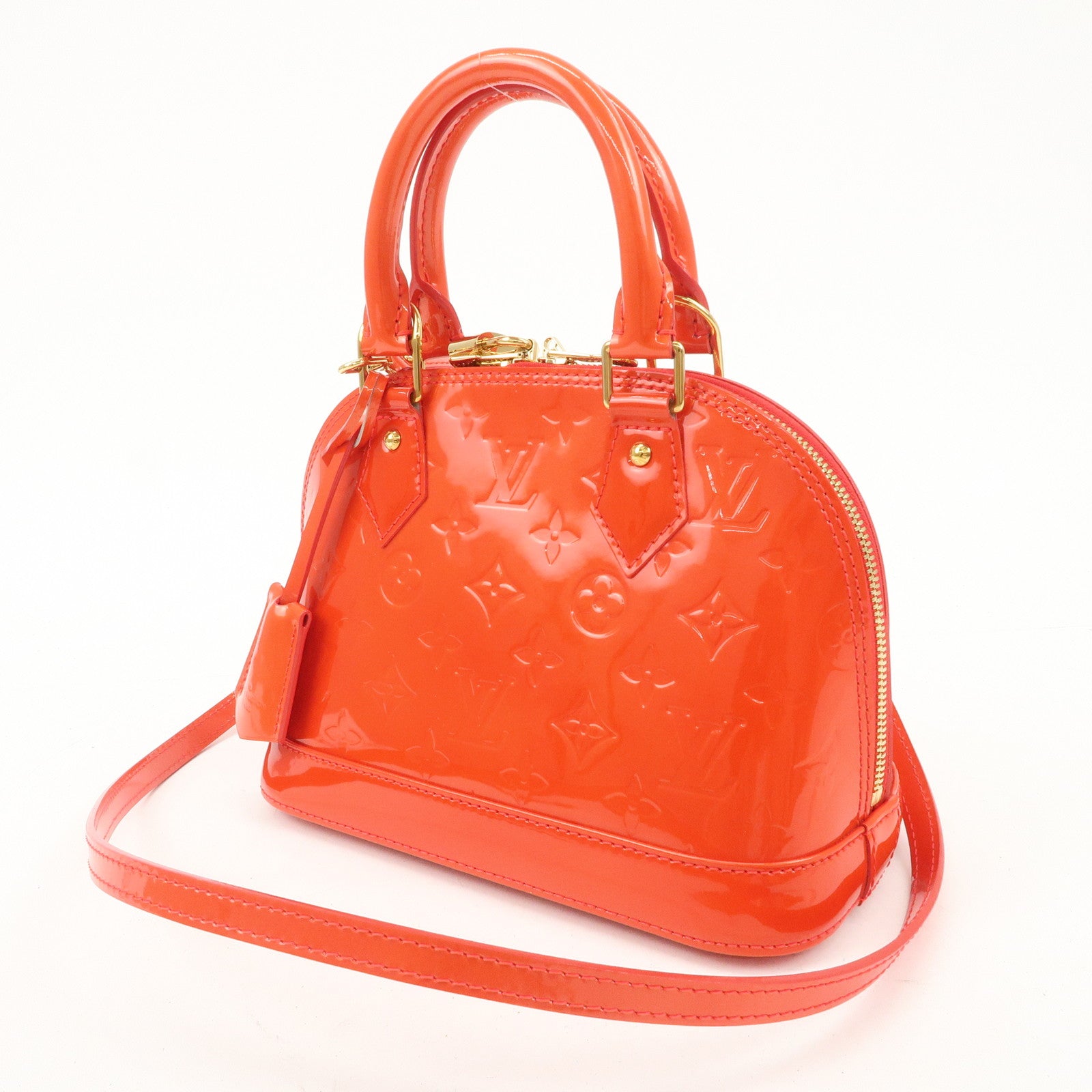 Louis Vuitton Monogram Vernis Alma BB 2Way Hand Bag Rouge M91698 Used