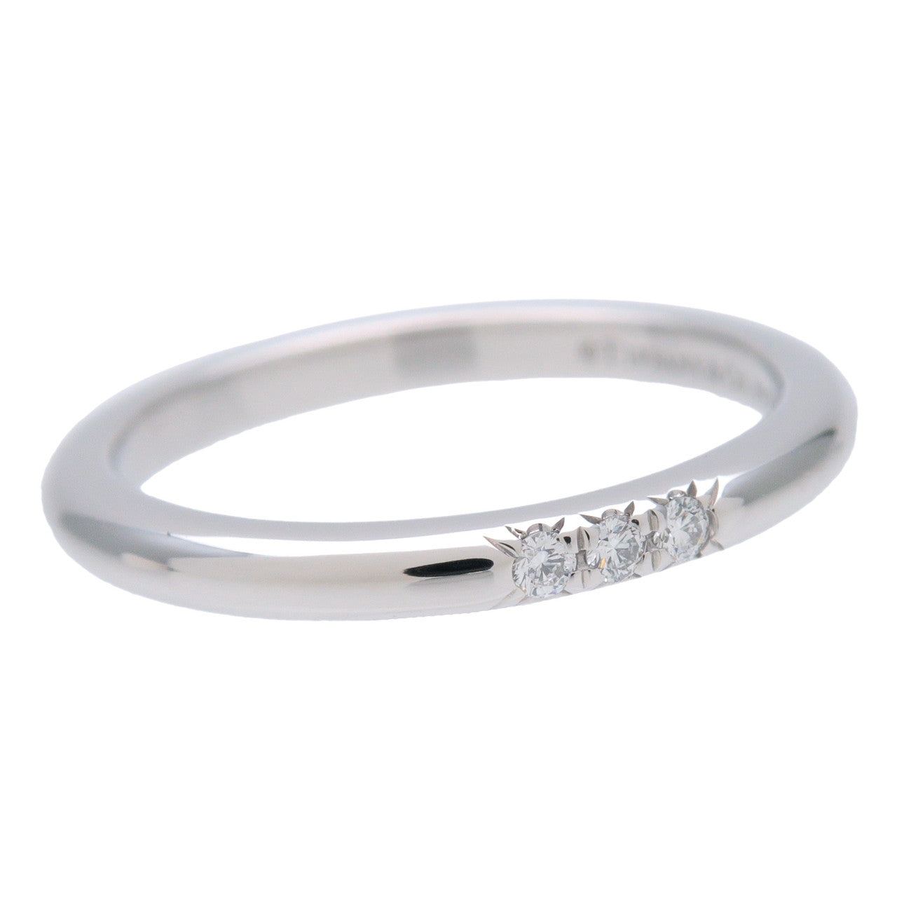 Tiffany & Co Classic Band 3P Diamond Ring PT950 Platinum US4