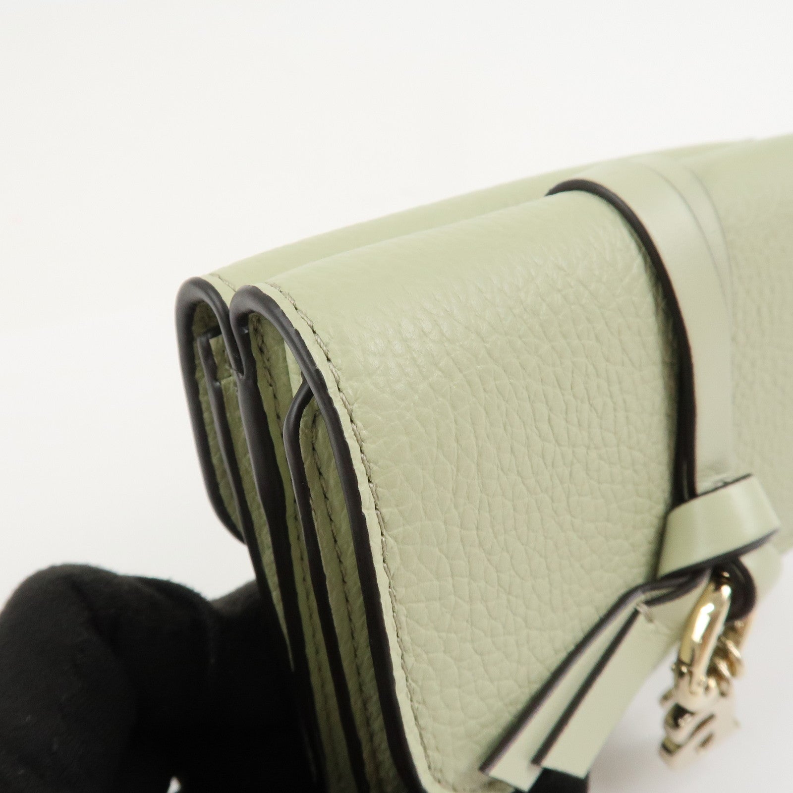 Chloe Leather Small Alphabet Tri-fold Compact Wallet Light Green