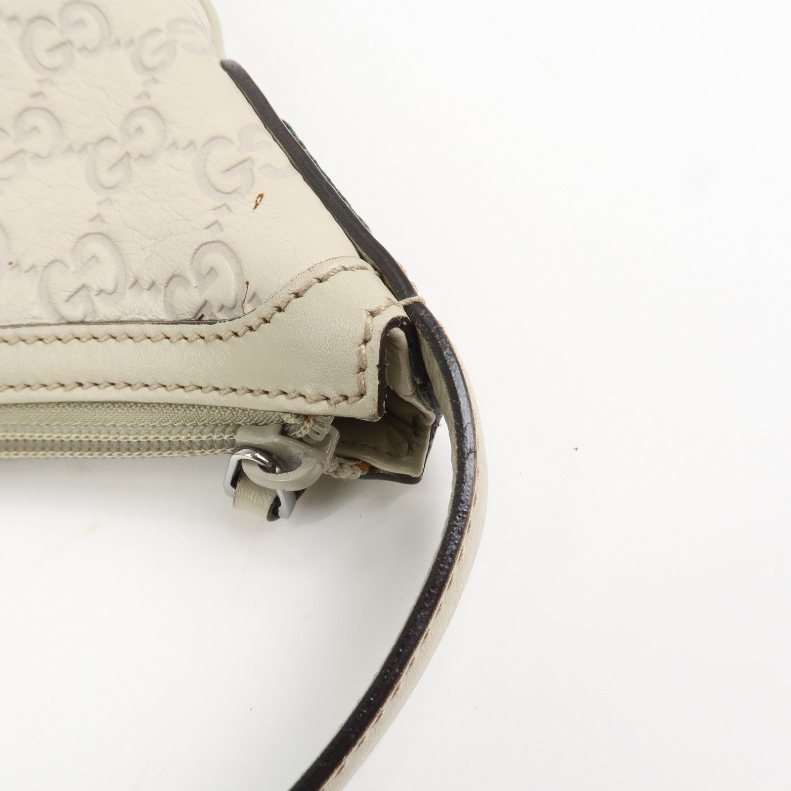 GUCCI Sherry Guccissima Leather Shoulder Bag Ivory 293596