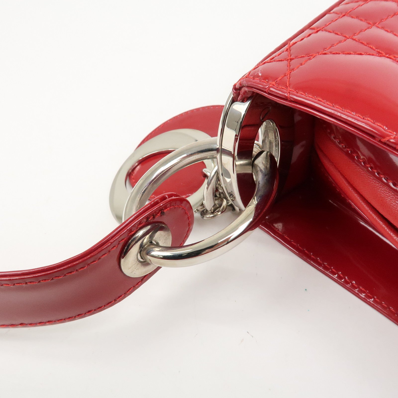 Christian Dior Cannage Patent Leather One Shoulder Bag Red