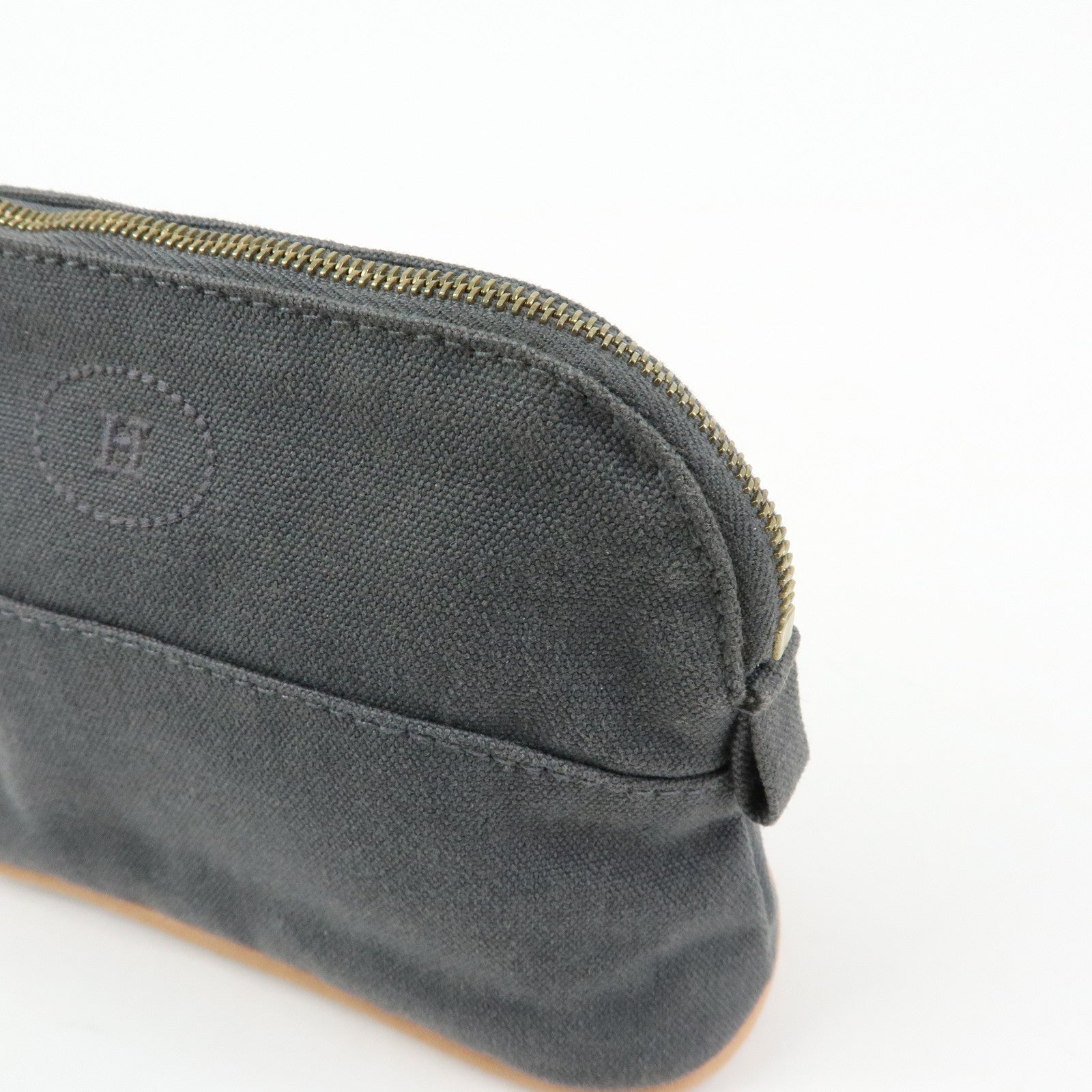 HERMES Set of 2 Bolide Mini 16 Canvas Leather Pouch Pink Grey