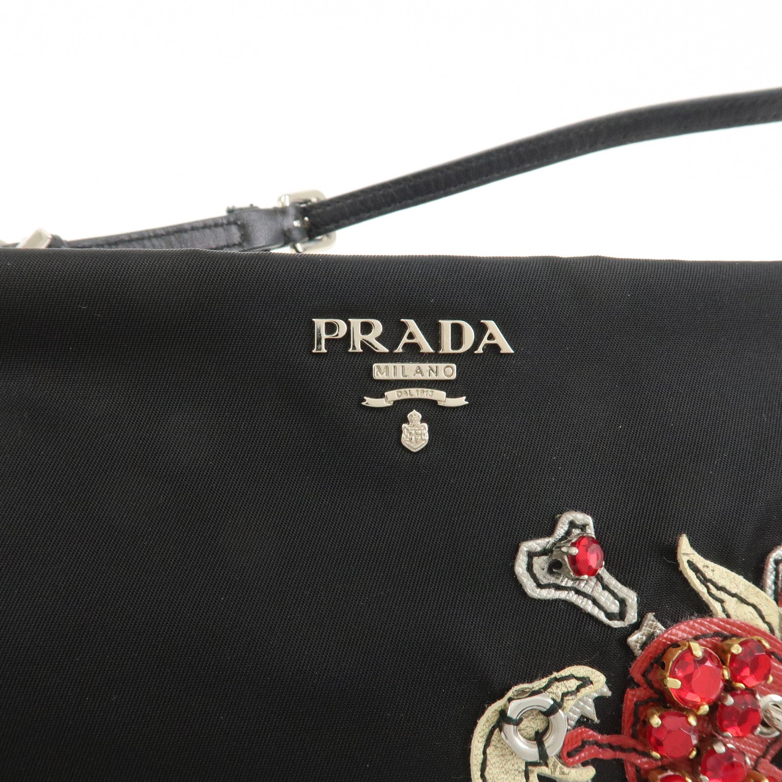 PRADA Evening Heart Nylon Saffiano Leather Shoulder Bag 1N1588
