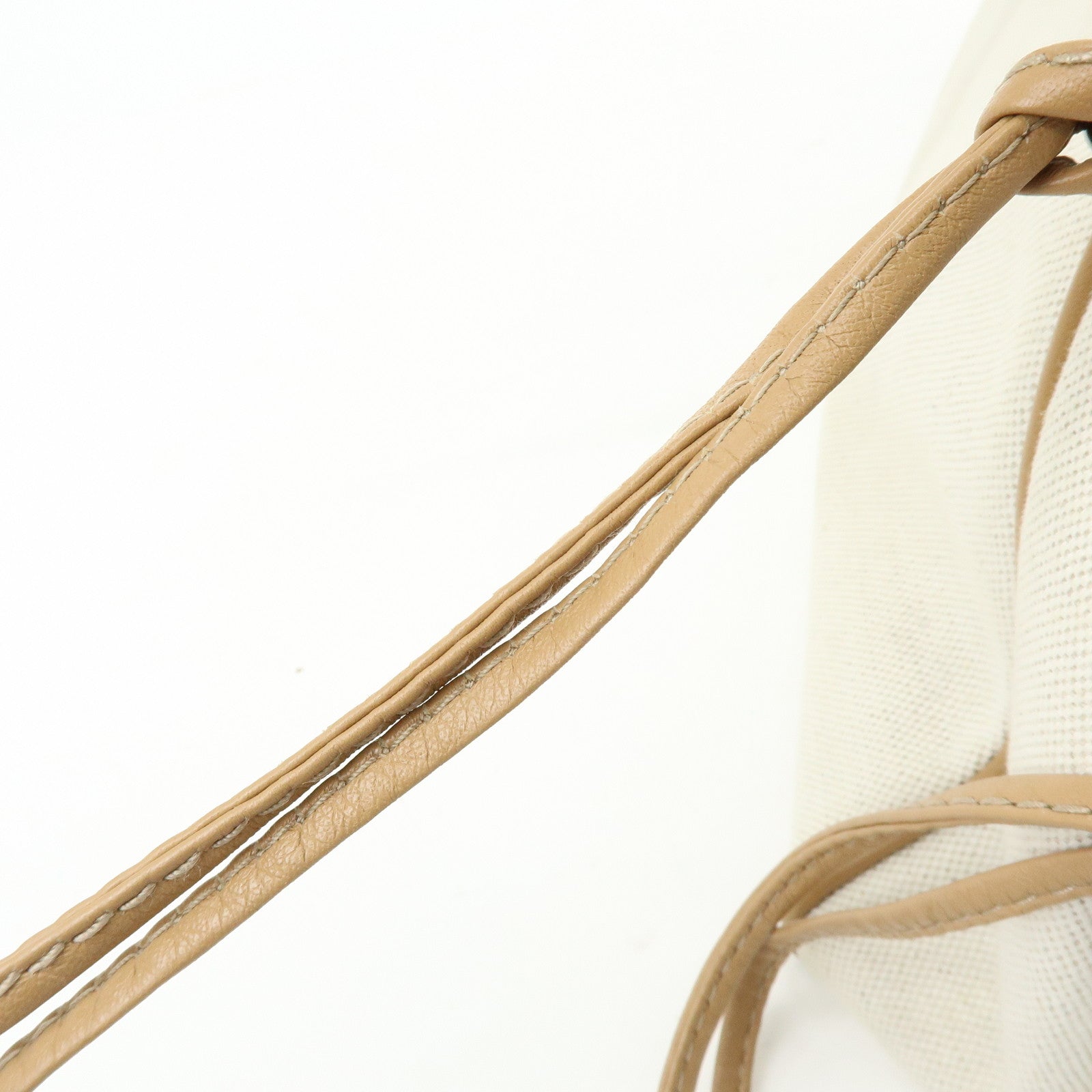 Ferragamo Gancini Canvas Leather Tote Bag Shoulder Bag Natural