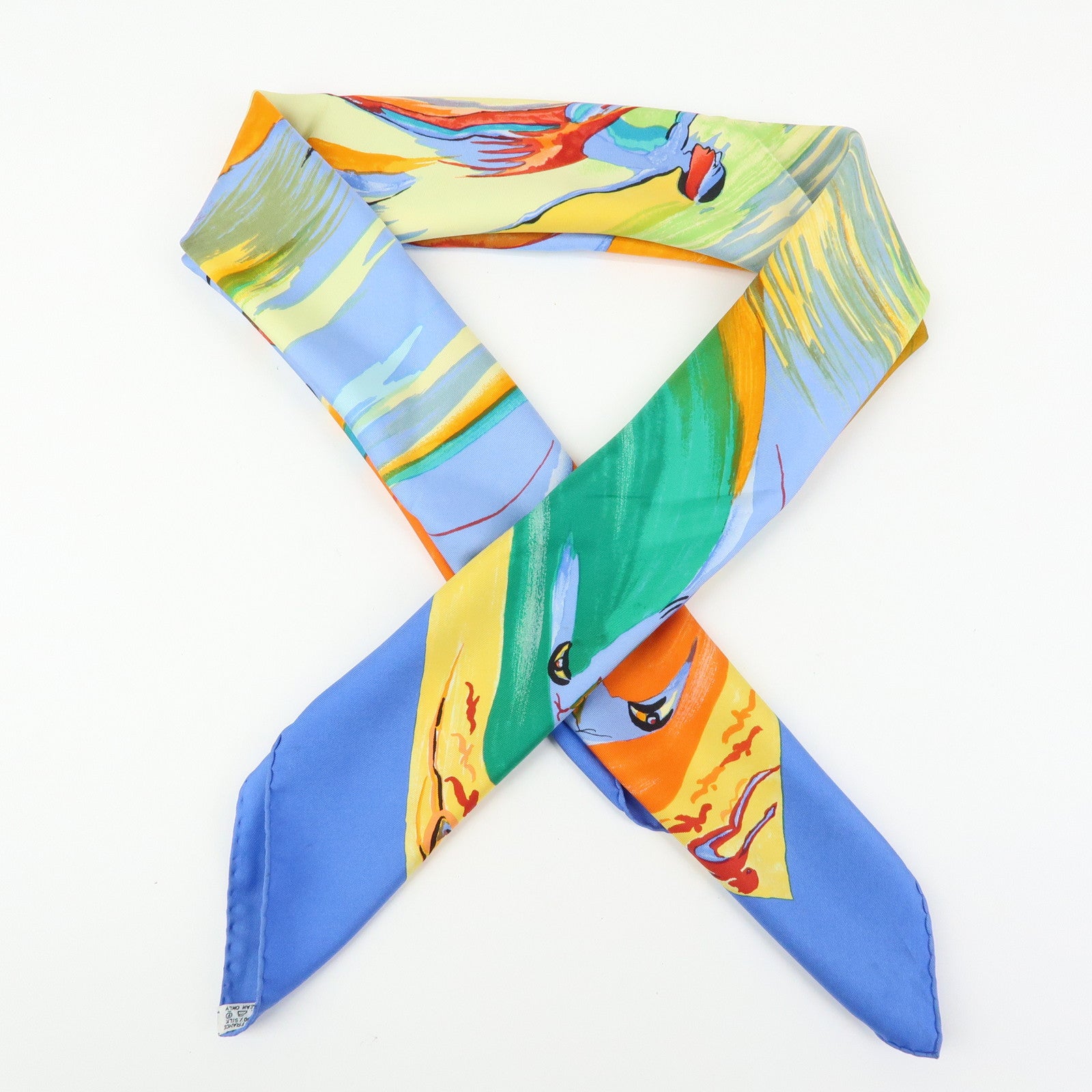 HERMES Carre 90 Silk 100% Scarf Smiles in Third Millenary Blue