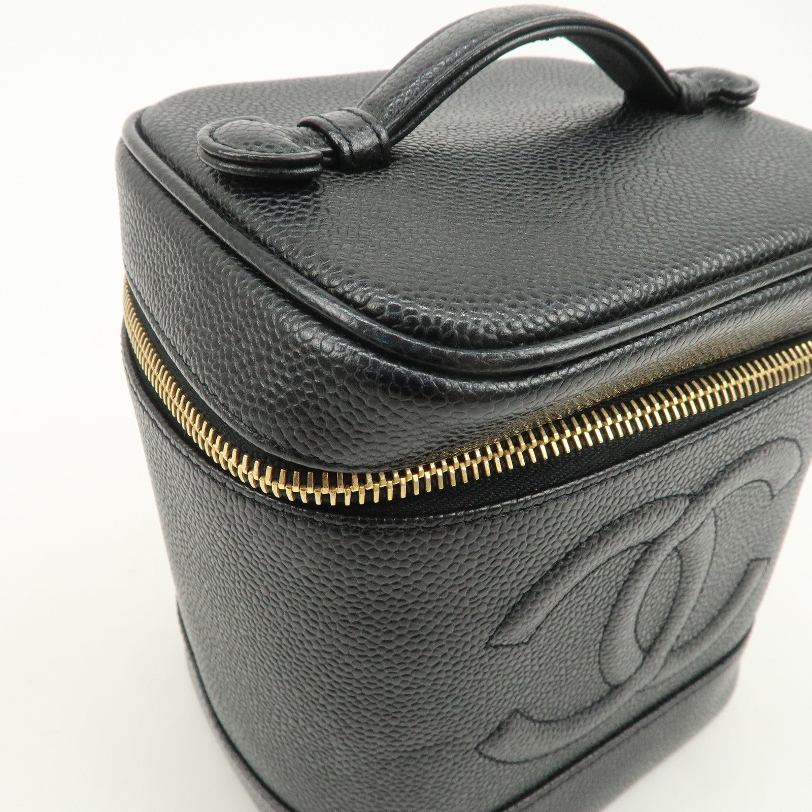 CHANEL COCO Mark Caviarskin Vanity Bag Hand Bag Black A01998