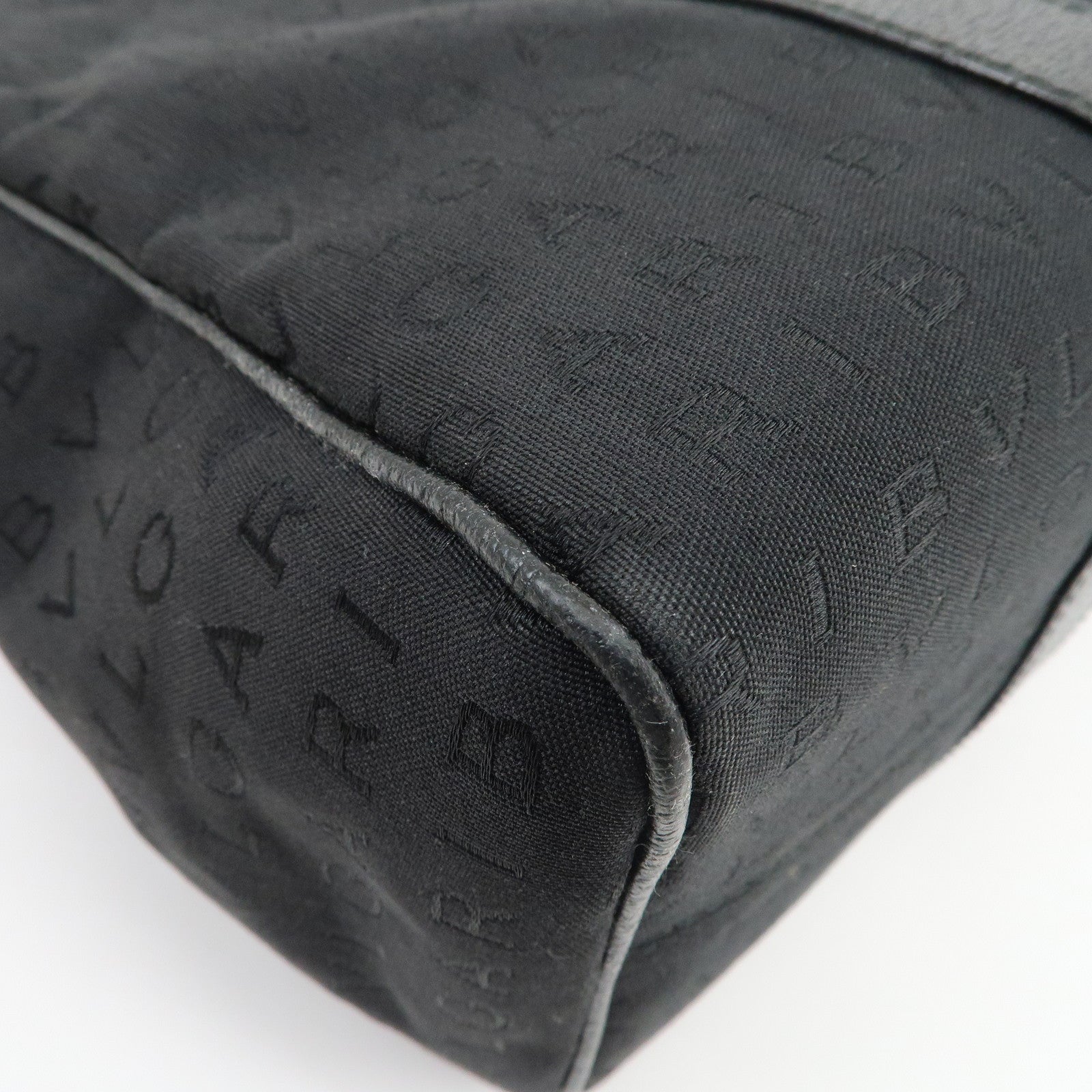 BVLGARI Logomania Canvas Leather Tote Bag Shoulder Bag Black