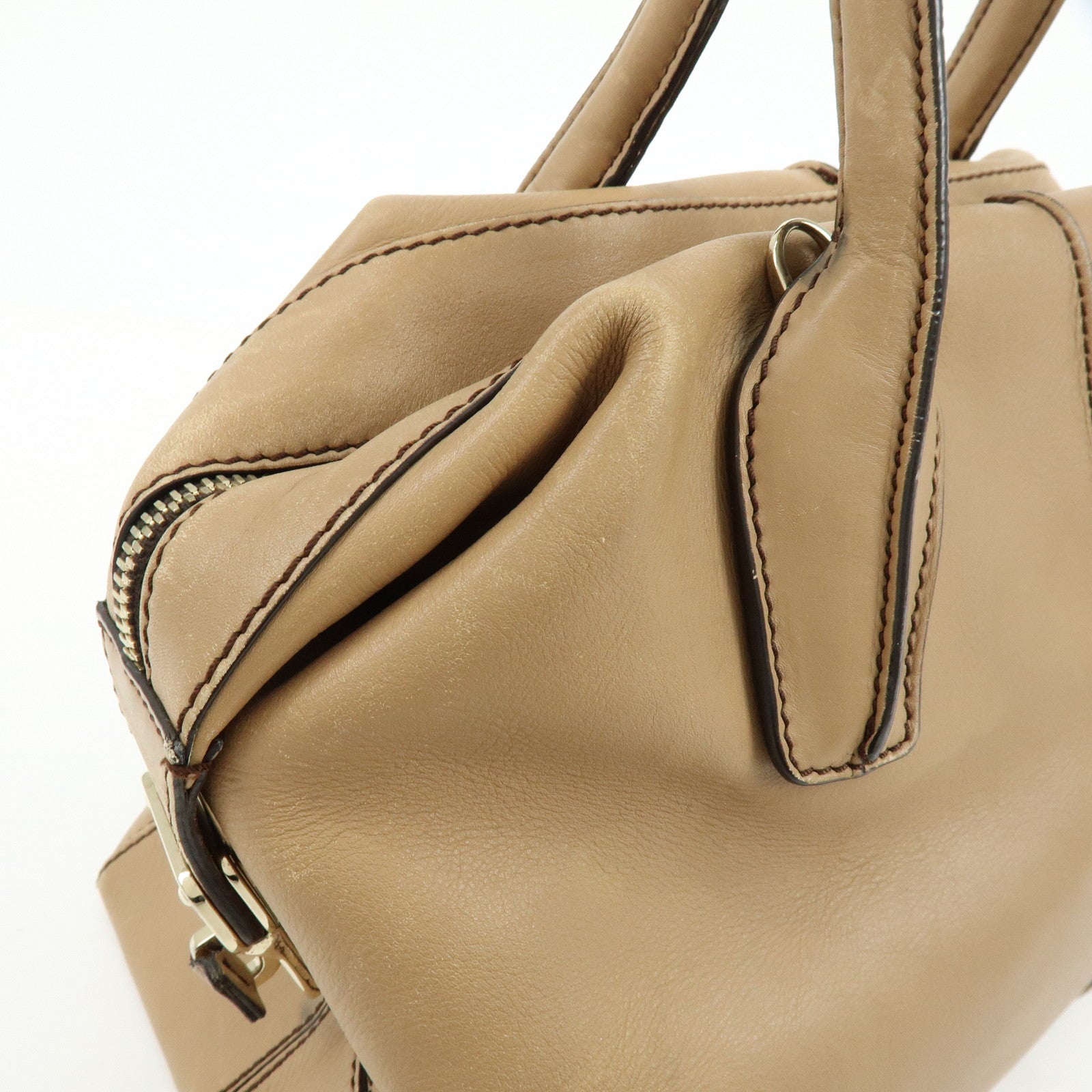 TOD'S D-Cube Leather 2Way Bag Hand Bag Shoulder Bag Beige