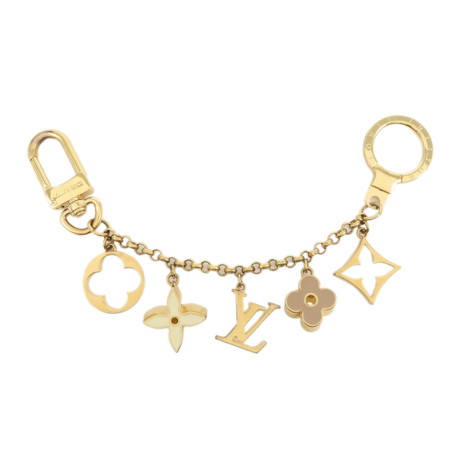 Louis Vuitton Fleur de Monogram Bag Charm Key Chain Gold M65111
