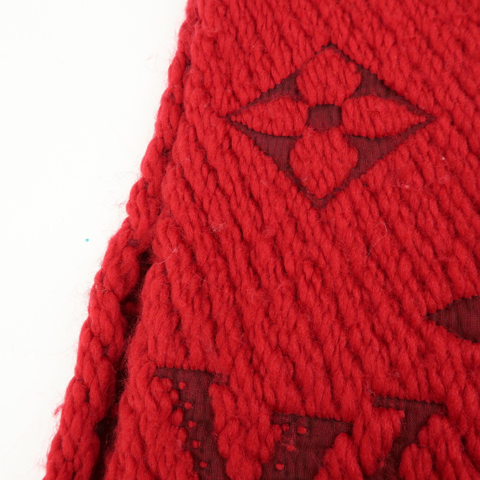 Louis Vuitton Echarpe Logo Mania Wool Silk Scarf Shawl Ruby M72432