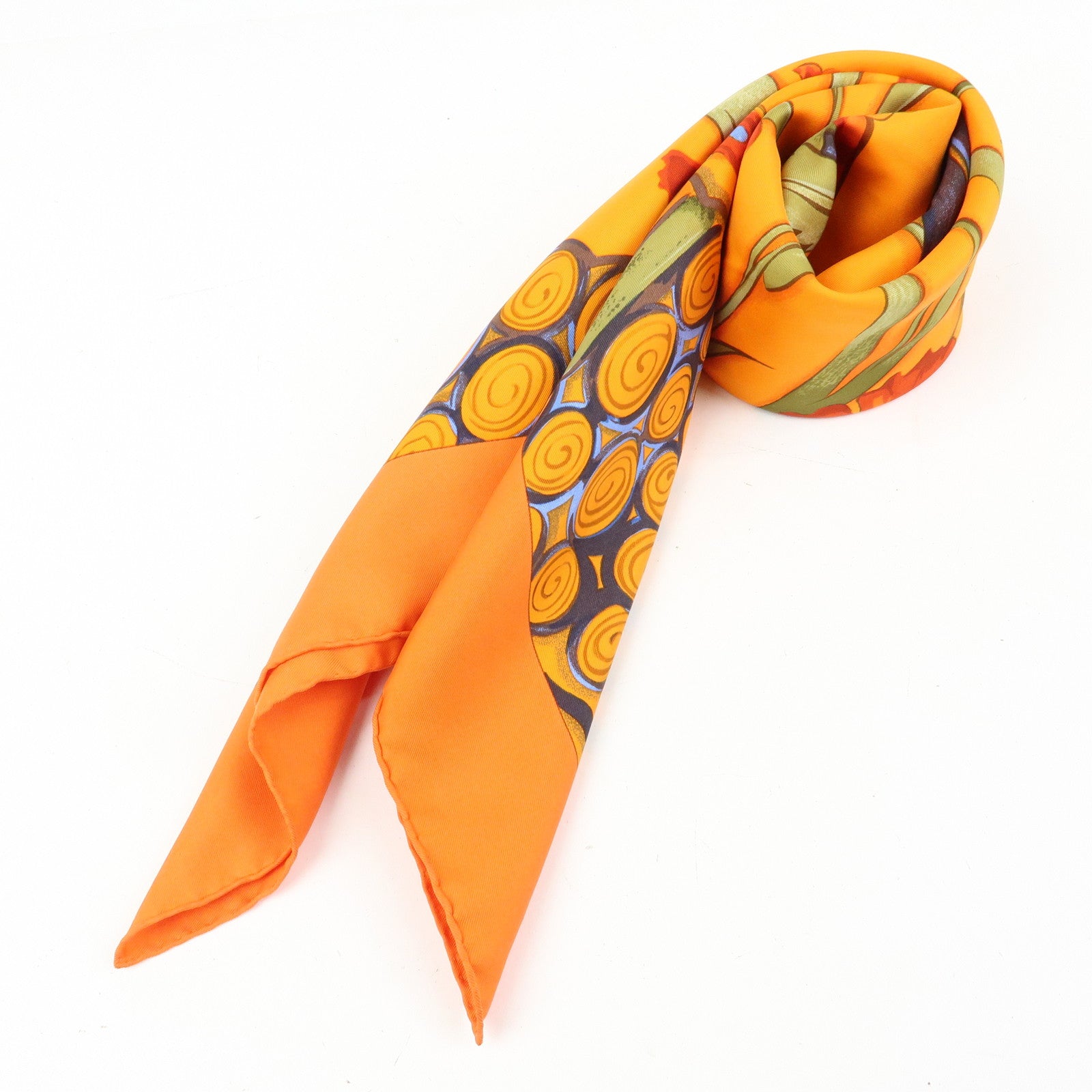 HERMES Carre 90 Silk 100% Scarf Ceramique ottomane Orange