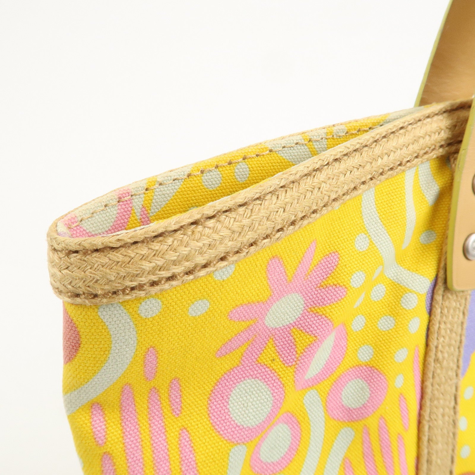 CHANEL Canvas High Summer Flower Tote Bag Shoulder Bag Yellow