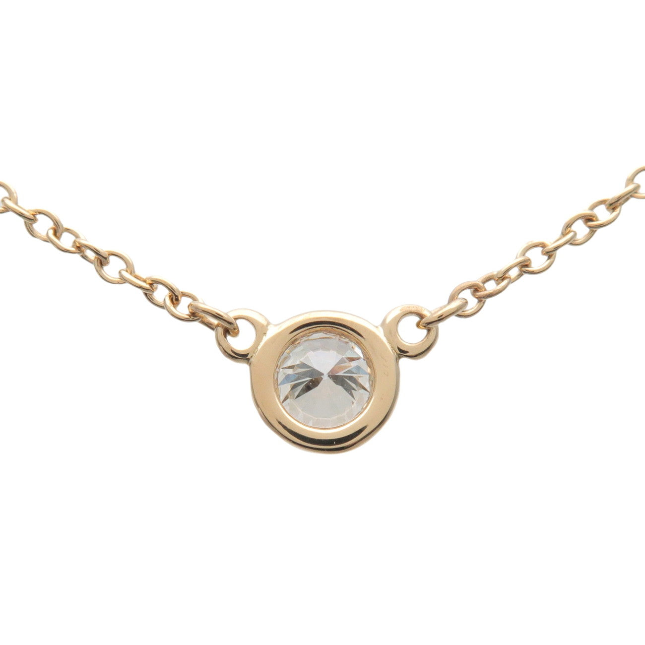 Tiffany & Co By The Yard 1P Diamond Necklace K18 750YG Yellow Gold