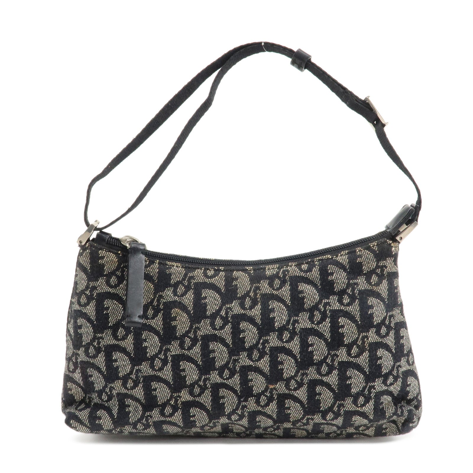 Christian Dior Trotter Canvas Leather Shoulder Bag Hand Bag Black Used