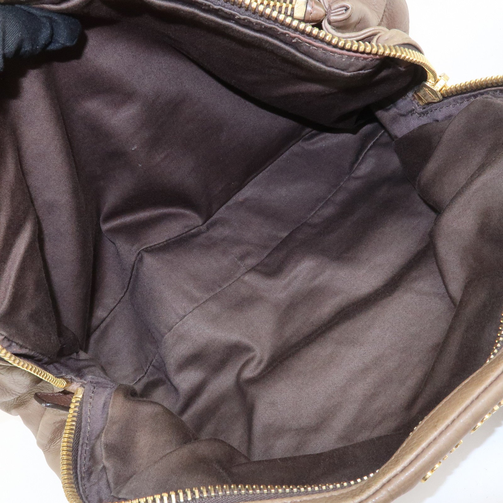 MIU MIU Logo Leather 2Way Bag Hand Bag Boston Bag Brown