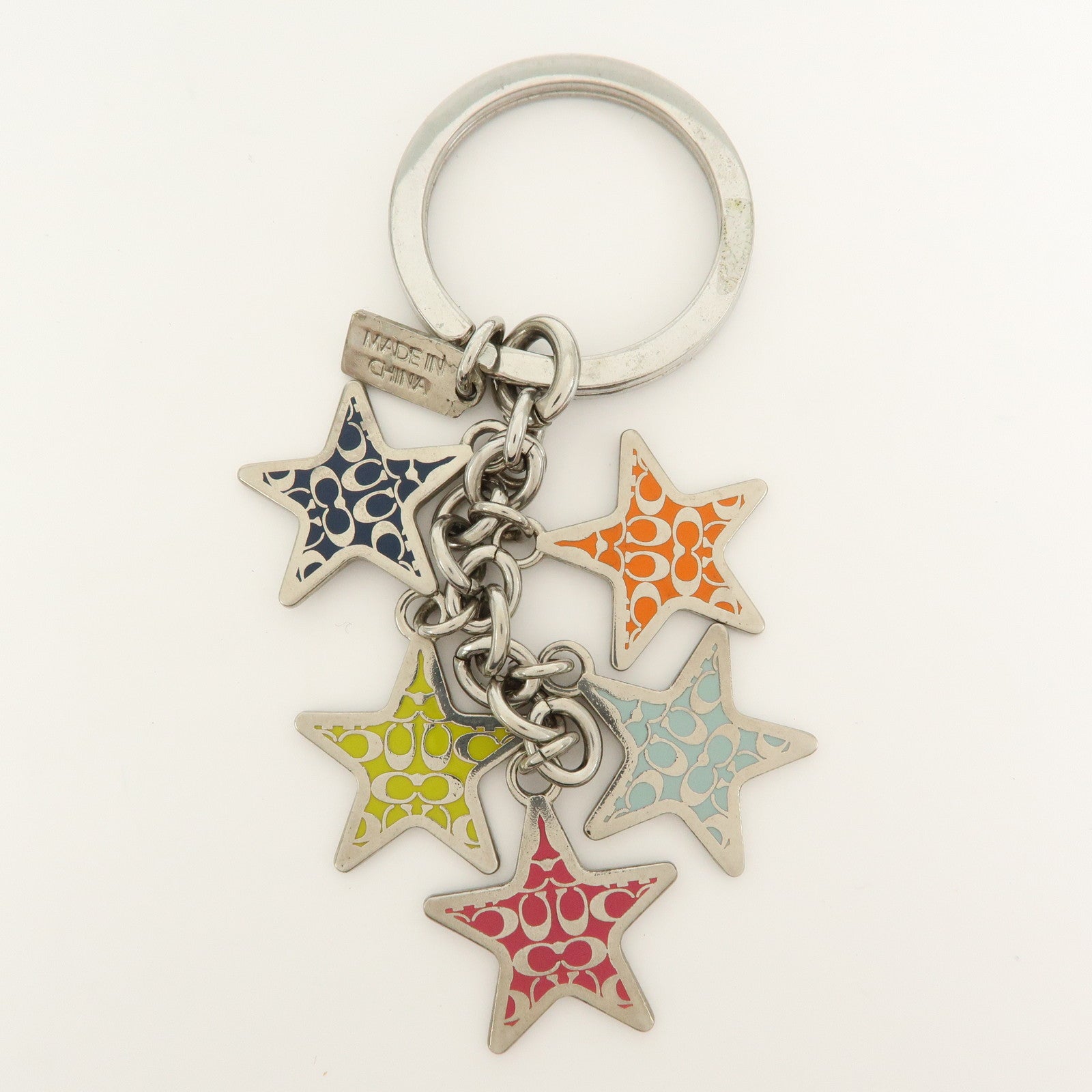 COACH Set of 2 Signature Metal Bag Charm Key Holder Multicolor