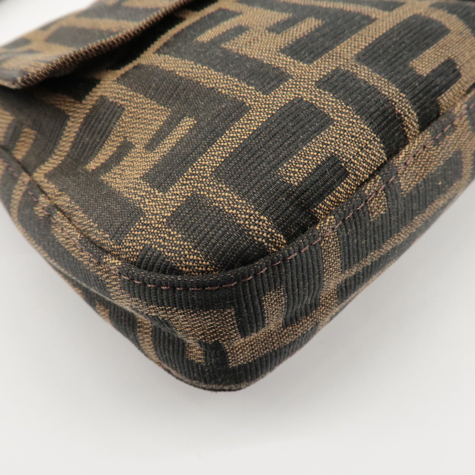 FENDI Mamma Baguette Zucca Canvas Leather Shoulder Bag 26424 Used