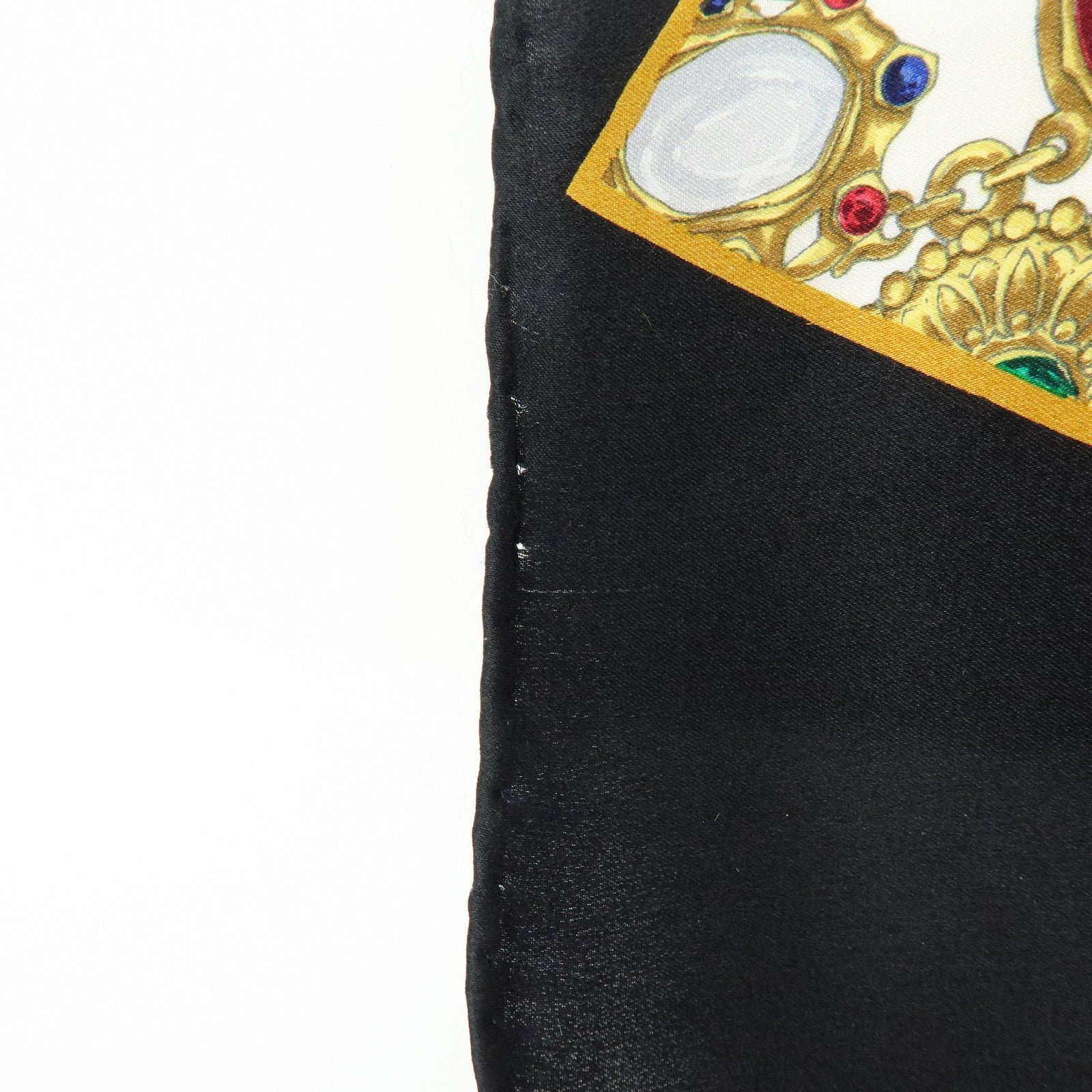 CHANEL COCO Mark Jewelry Motif Silk 100% Scarf Black Multicolor