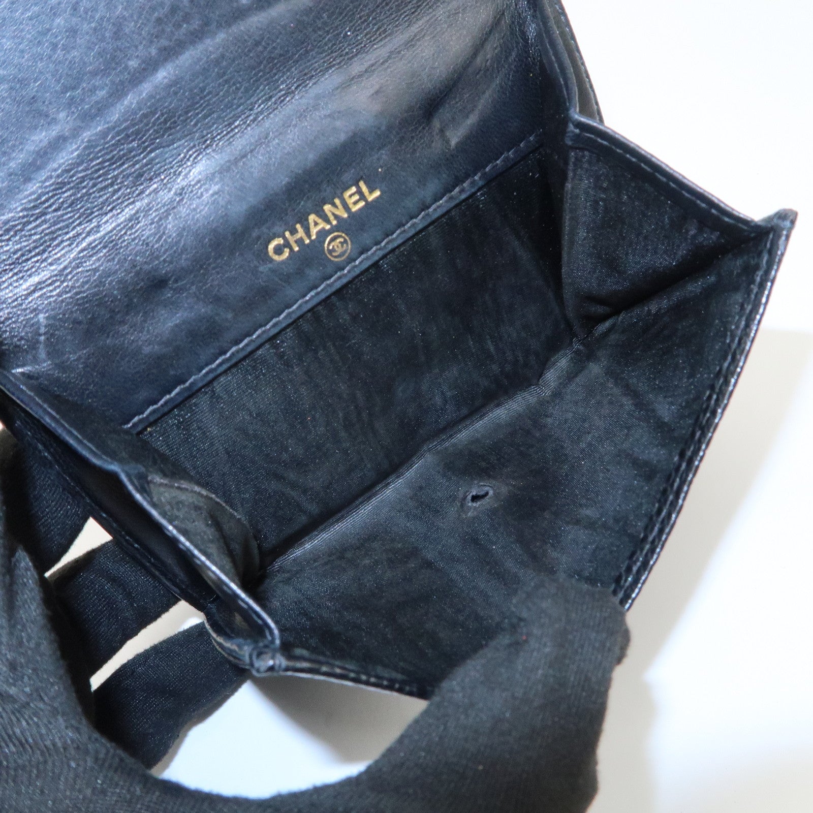 CHANEL COCO Mark Caviarskin Double Hook Wallet Black A13496