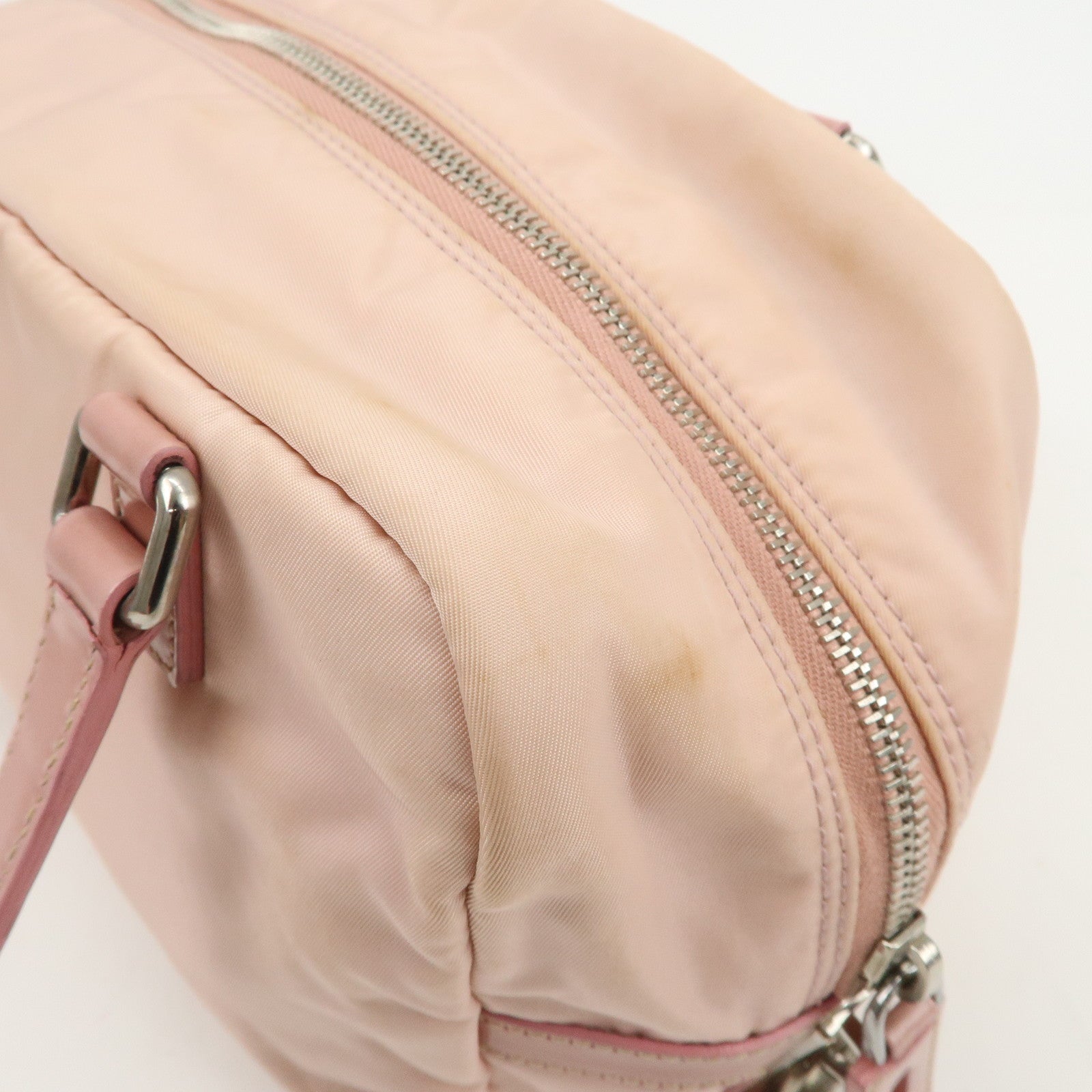 PRADA Nylon Leather Shoulder Bag Hand Bag Boston Bag Pink BR3150