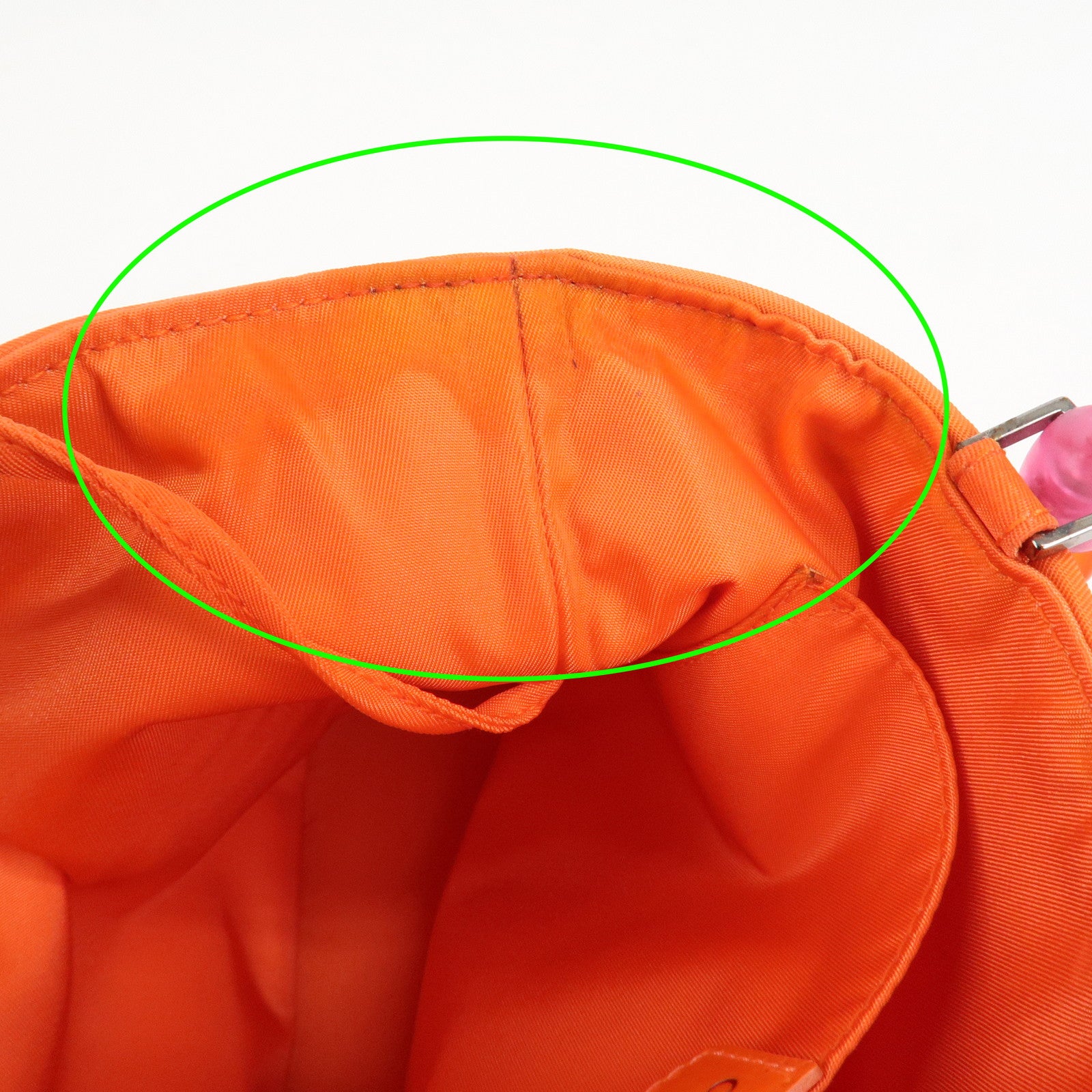 Christian Dior Malice Pearl Logo Nylon Hand Bag Pink Orange