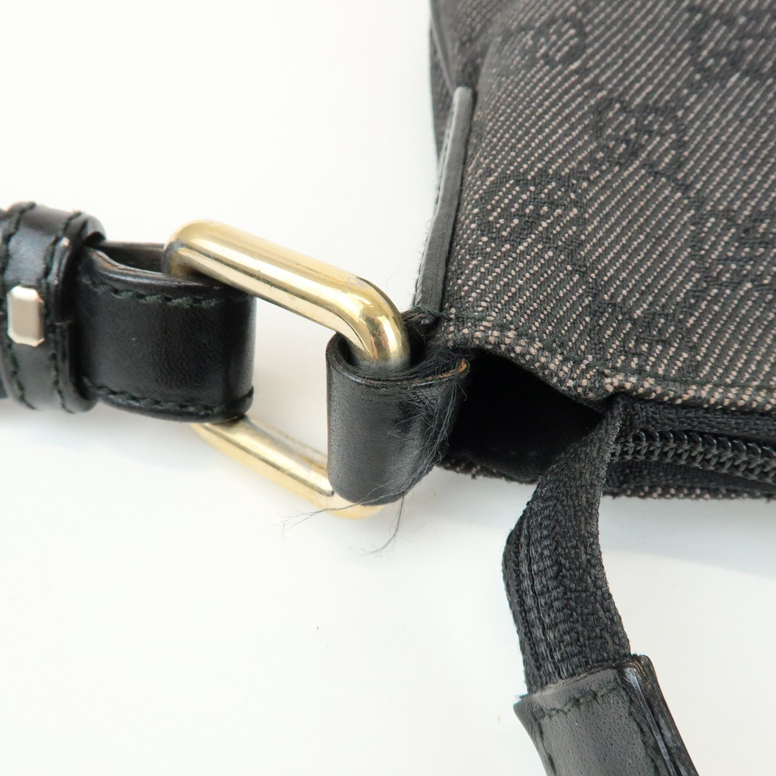 GUCCI GG Monogram GG Denim Shoulder Crossbody Bag Black 190628
