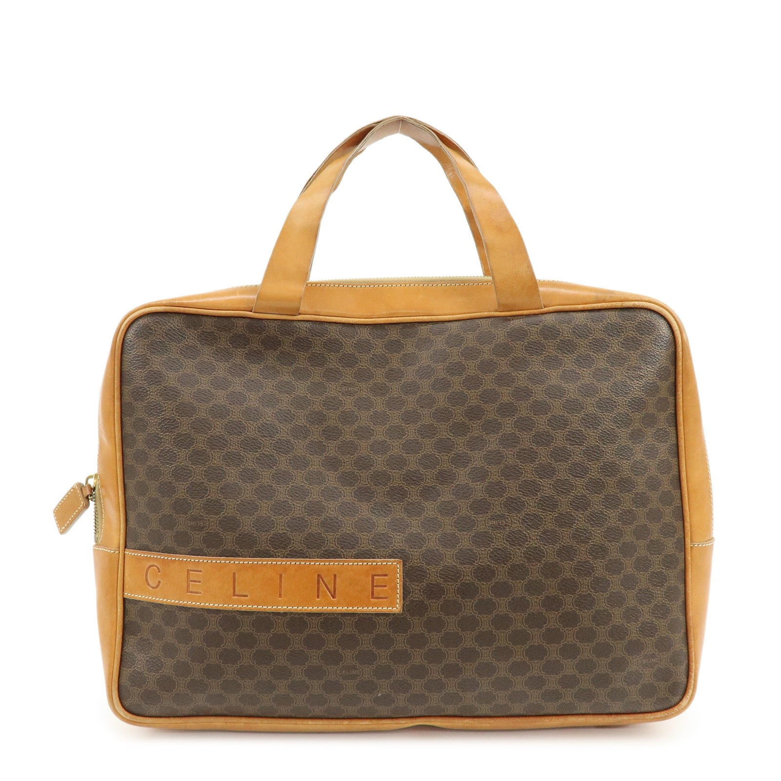 CELINE Macadam PVC Leather Hand Bag Tote Bag Brown