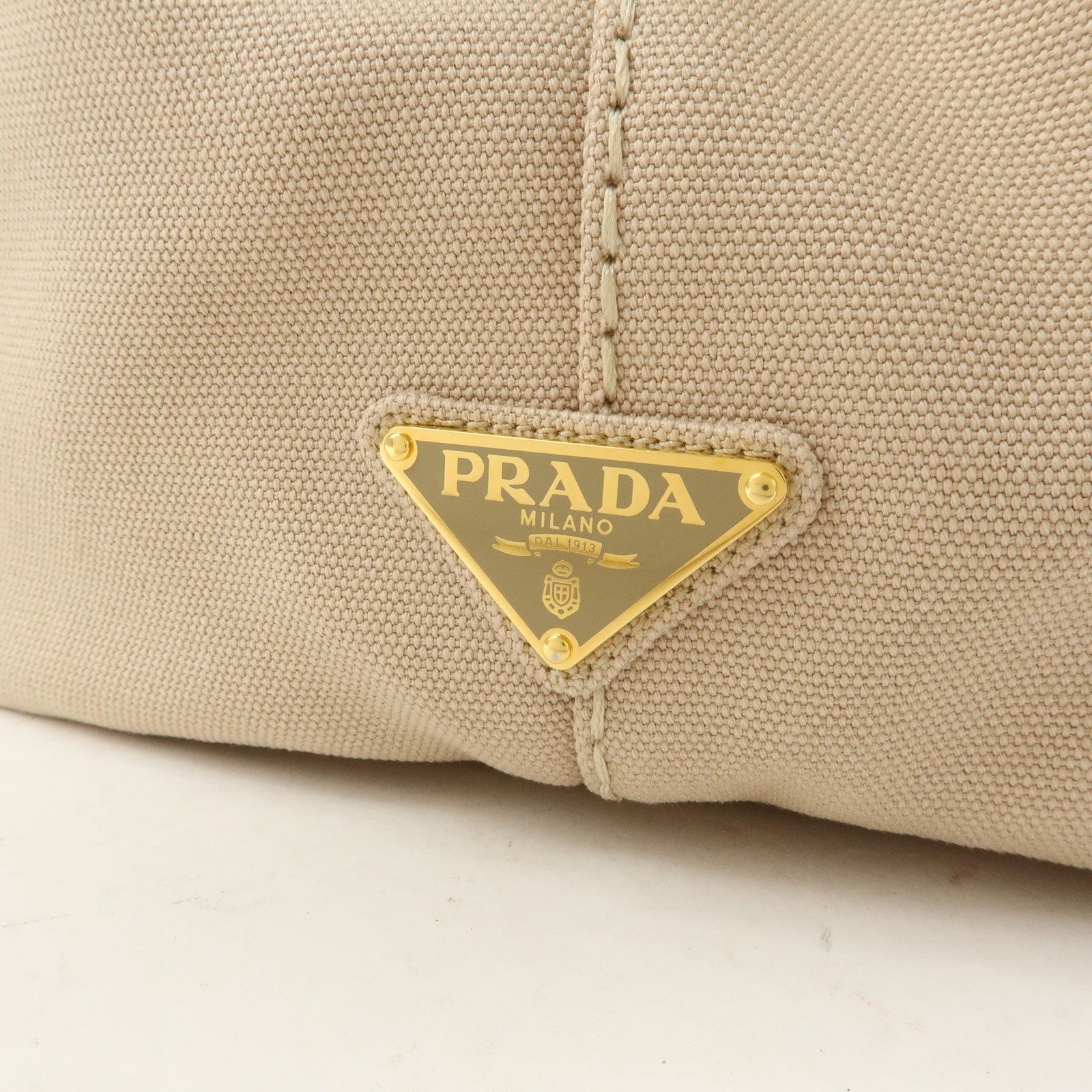 PRADA Canapa Triangle Logo 2Way Tote Hand Shoulder Bag Beige B1877G
