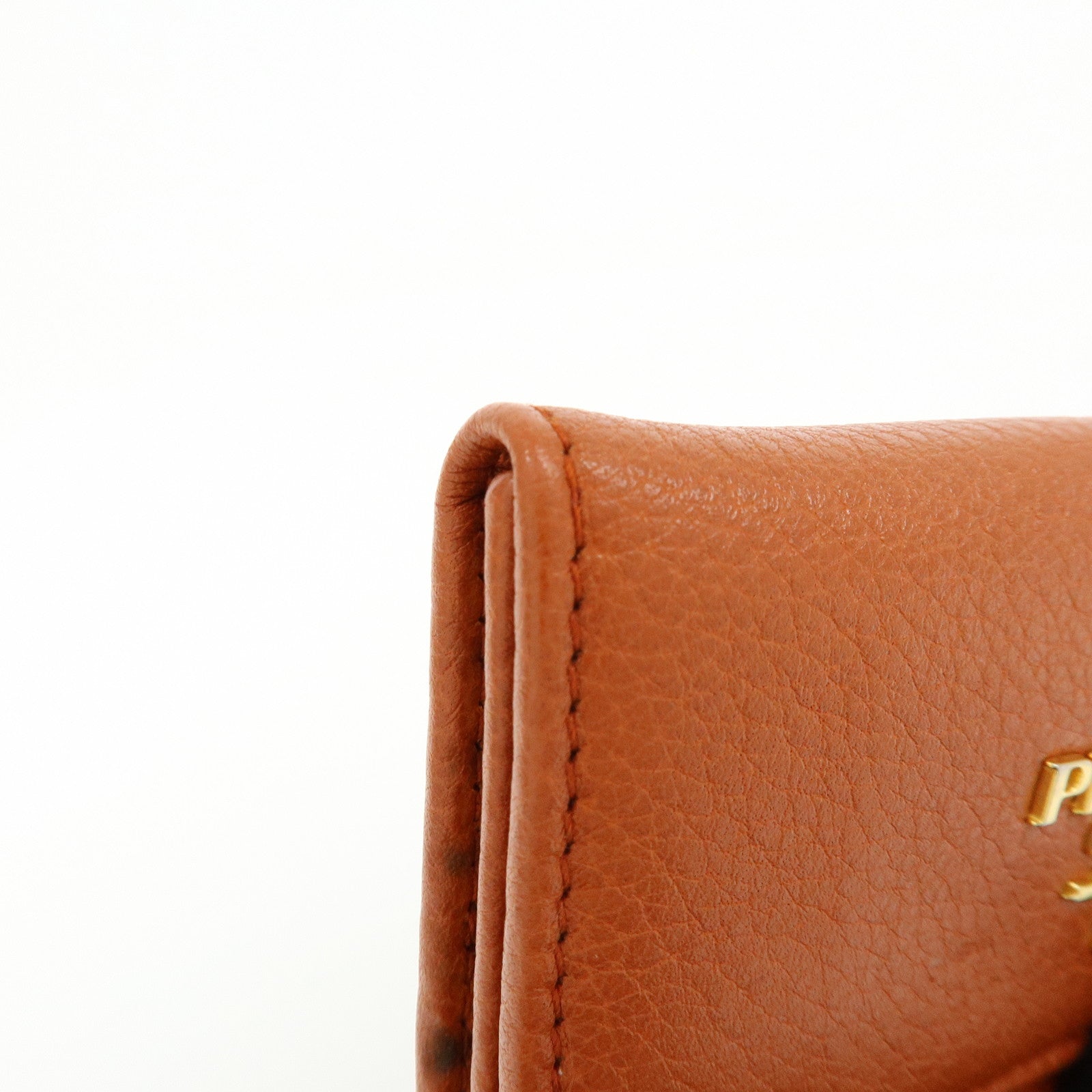 PRADA Leather Key Case Key Chain Key Holder Orange