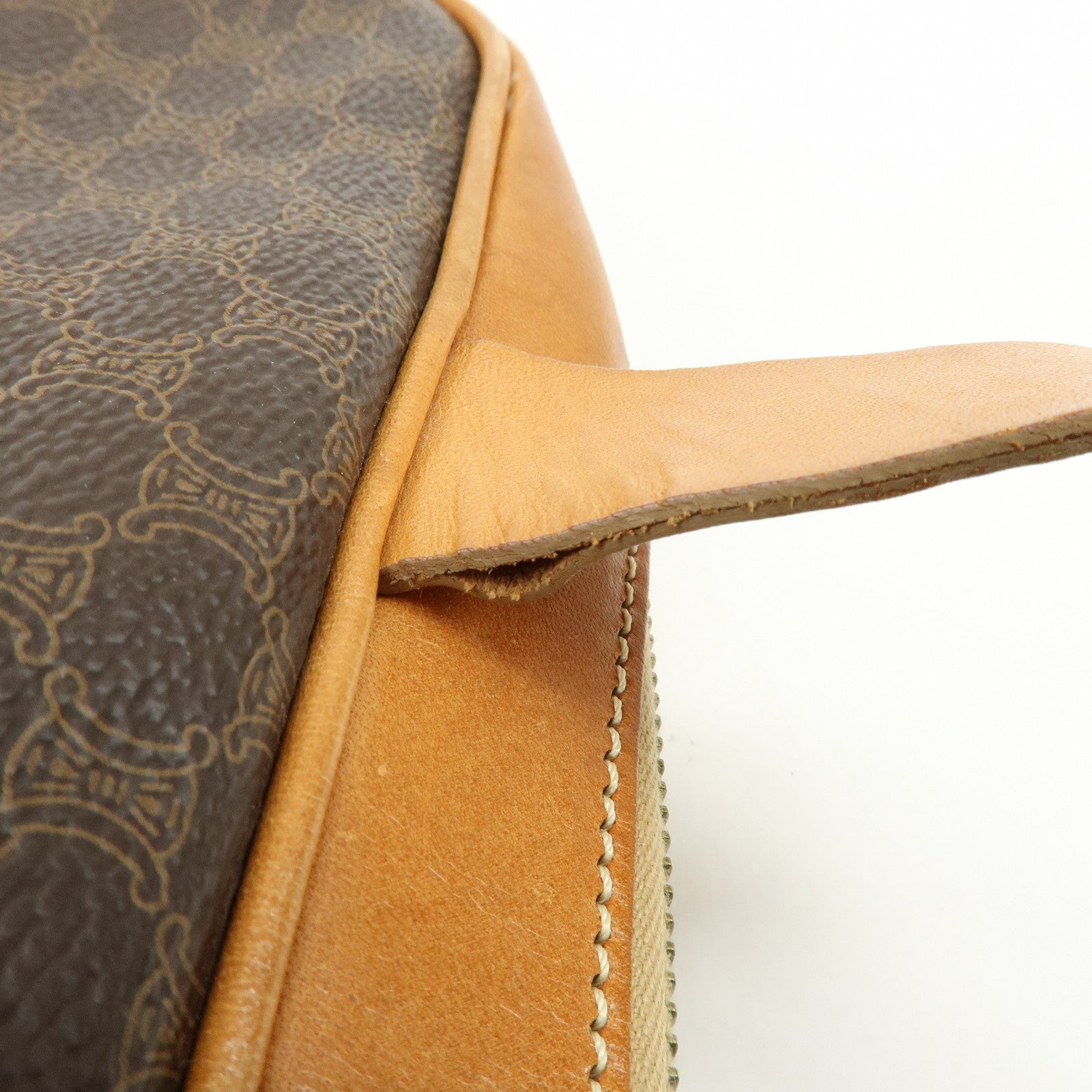 CELINE Macadam PVC Leather Hand Bag Tote Bag Brown