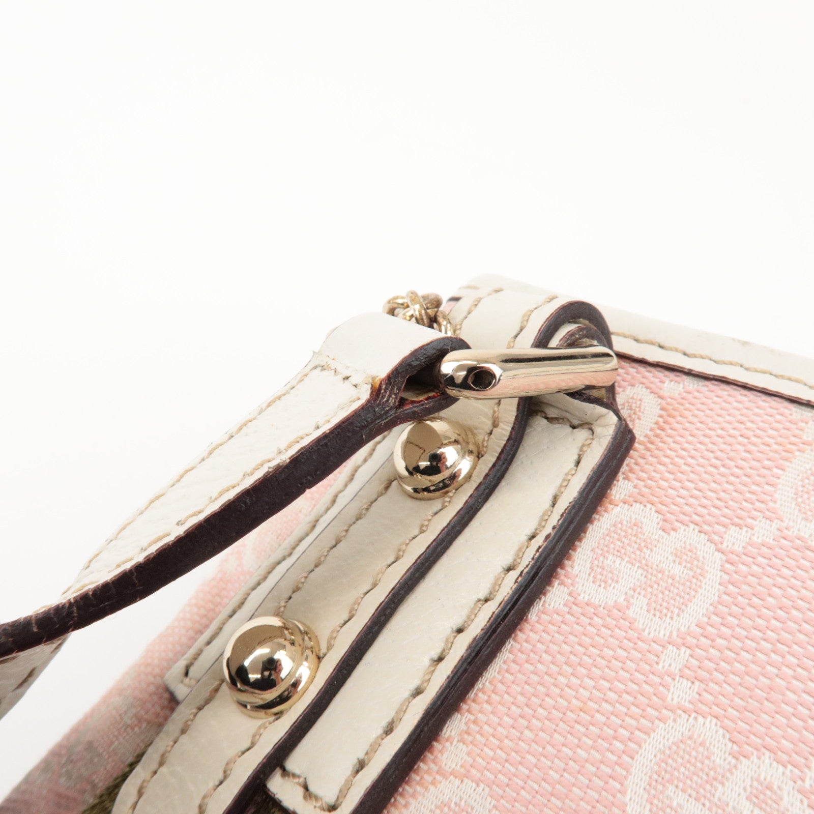 GUCCI Sherry GG Canvas Leather Shoulder Bag Pink 144388