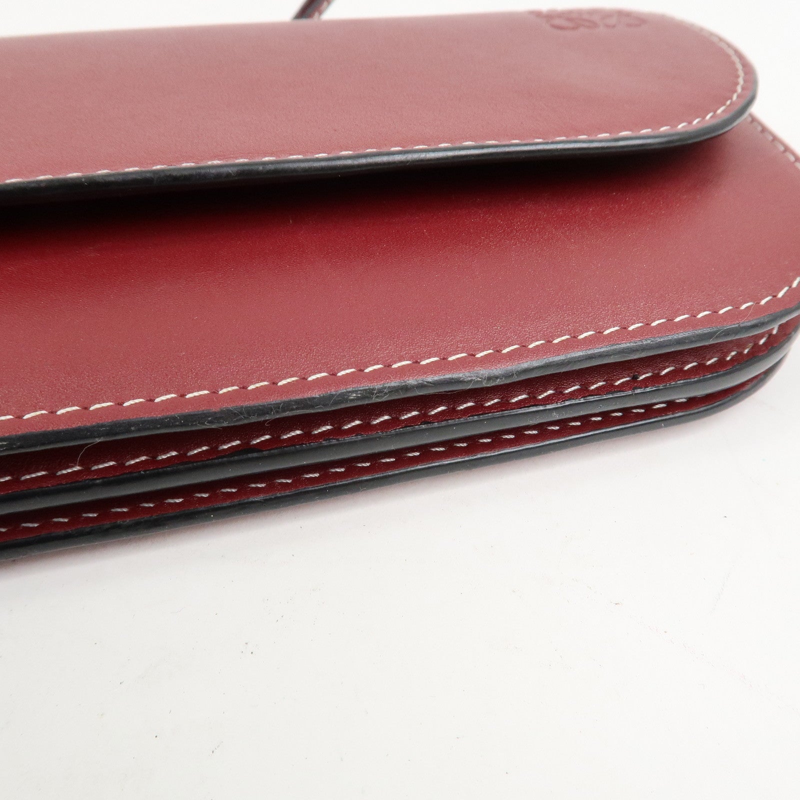 LOEWE Anagram Gate Continental Leather Long Wallet Bordeaux