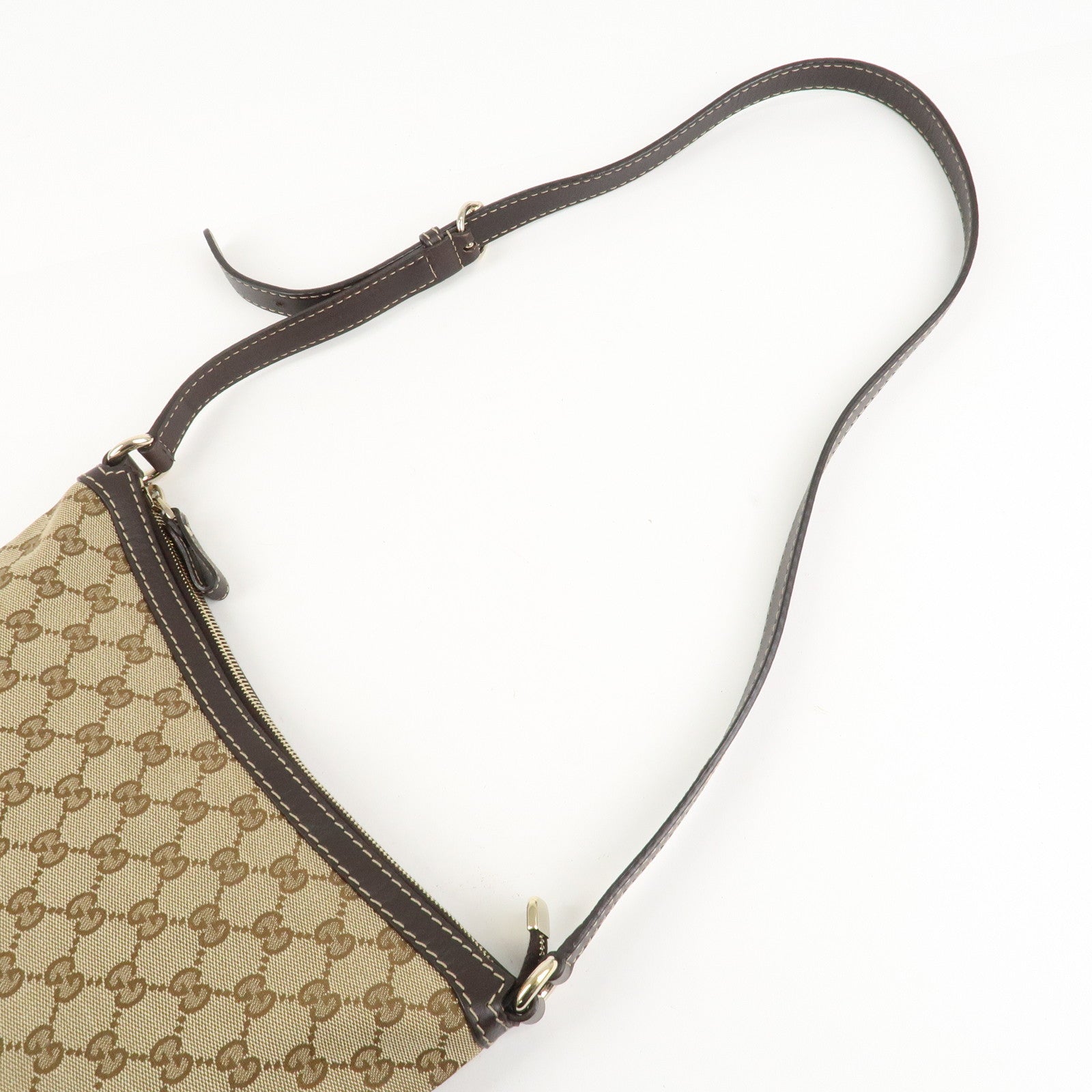 GUCCI Lovely Heart GG Canvas Leather Shoulder Bag Brown 257072 Used