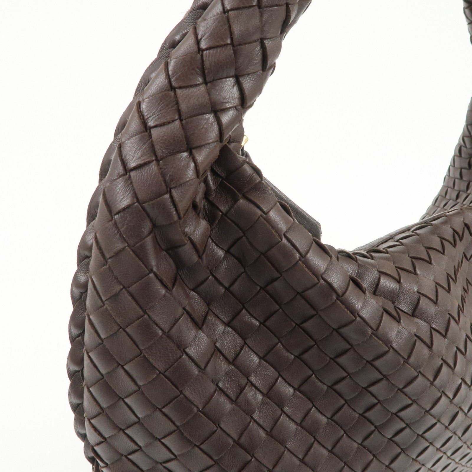 BOTTEGA VENETA Hobo Intrecciato Leather Shoulder Bag Hand Bag Brown