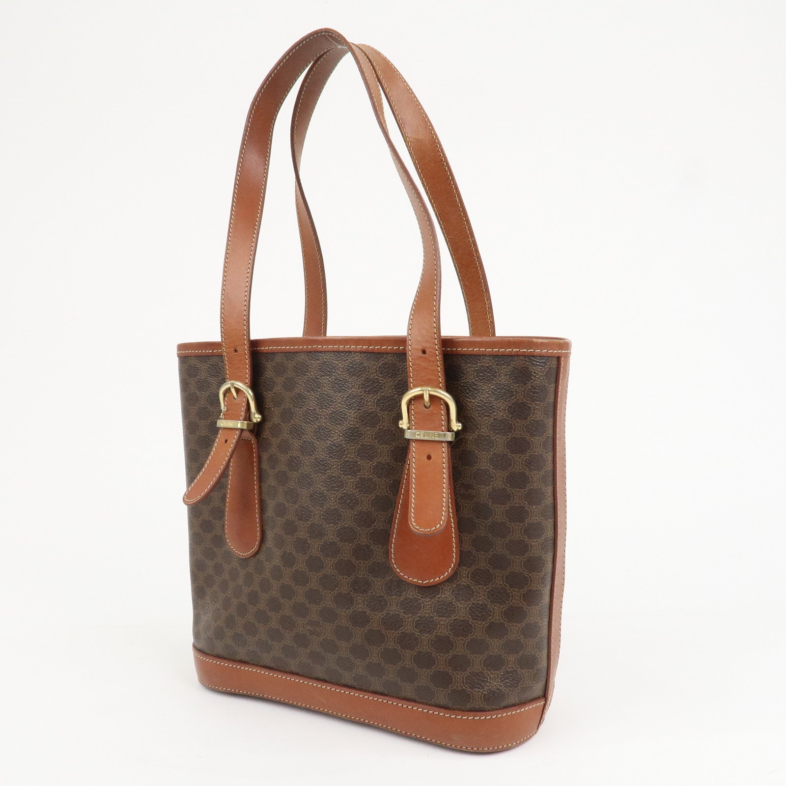CELINE Macadam PVC Leather Shoulder Bag Hand Bag Brown