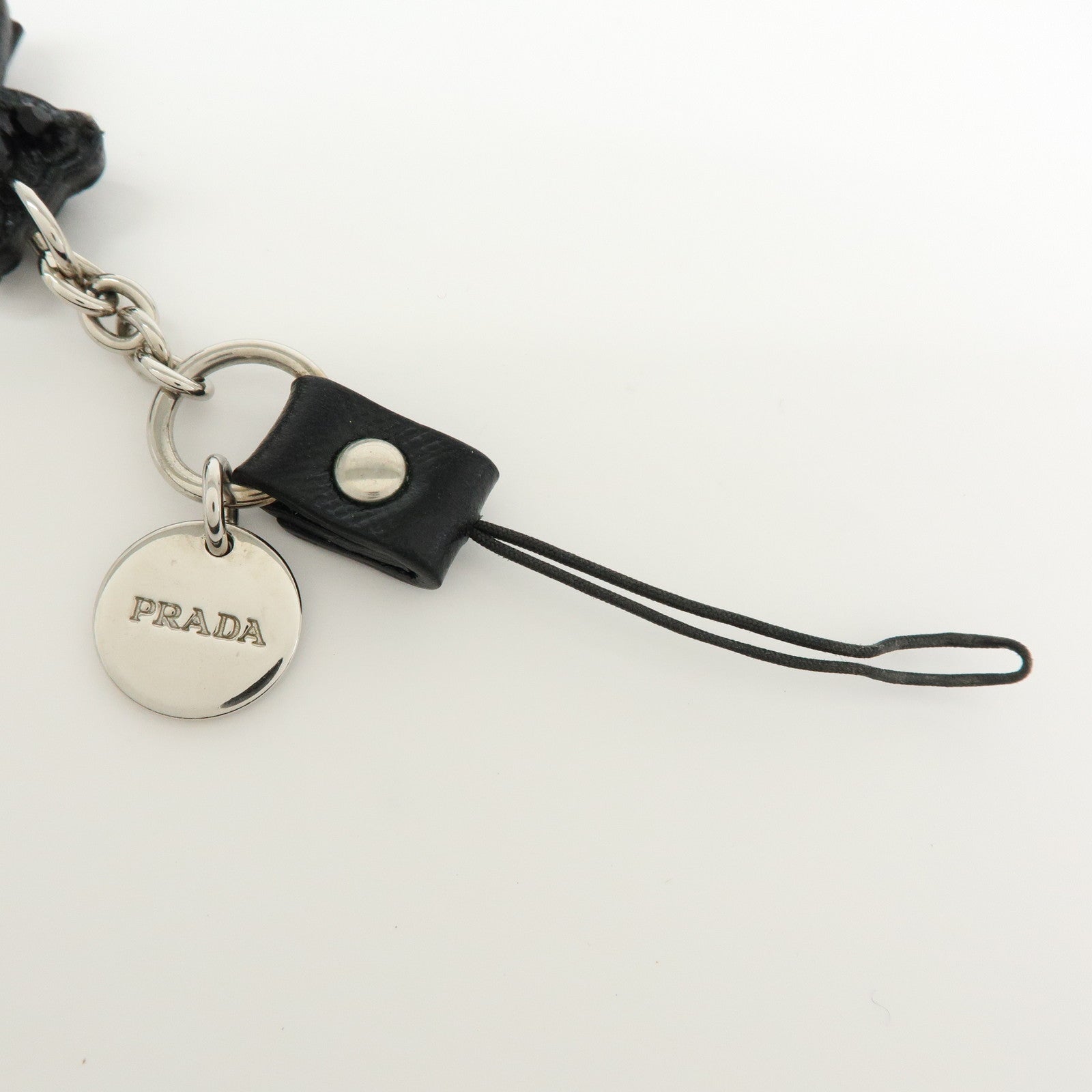 PRADA Triangle Logo Set of 4 Metal Key Case Bag Charm Black Gold