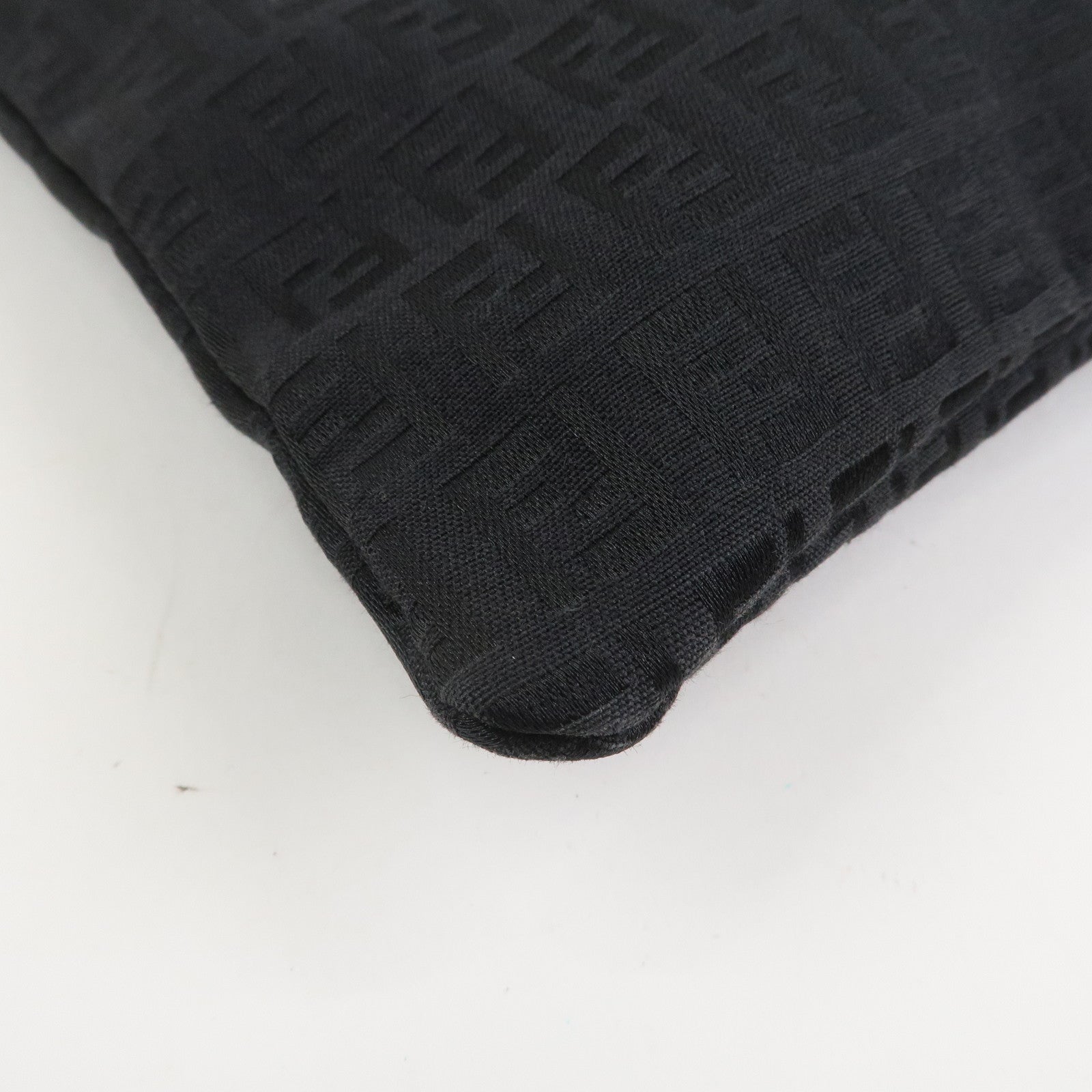 FENDI Zucchino Canvas Leather Tote Bag Hand Bag Black 8BH050