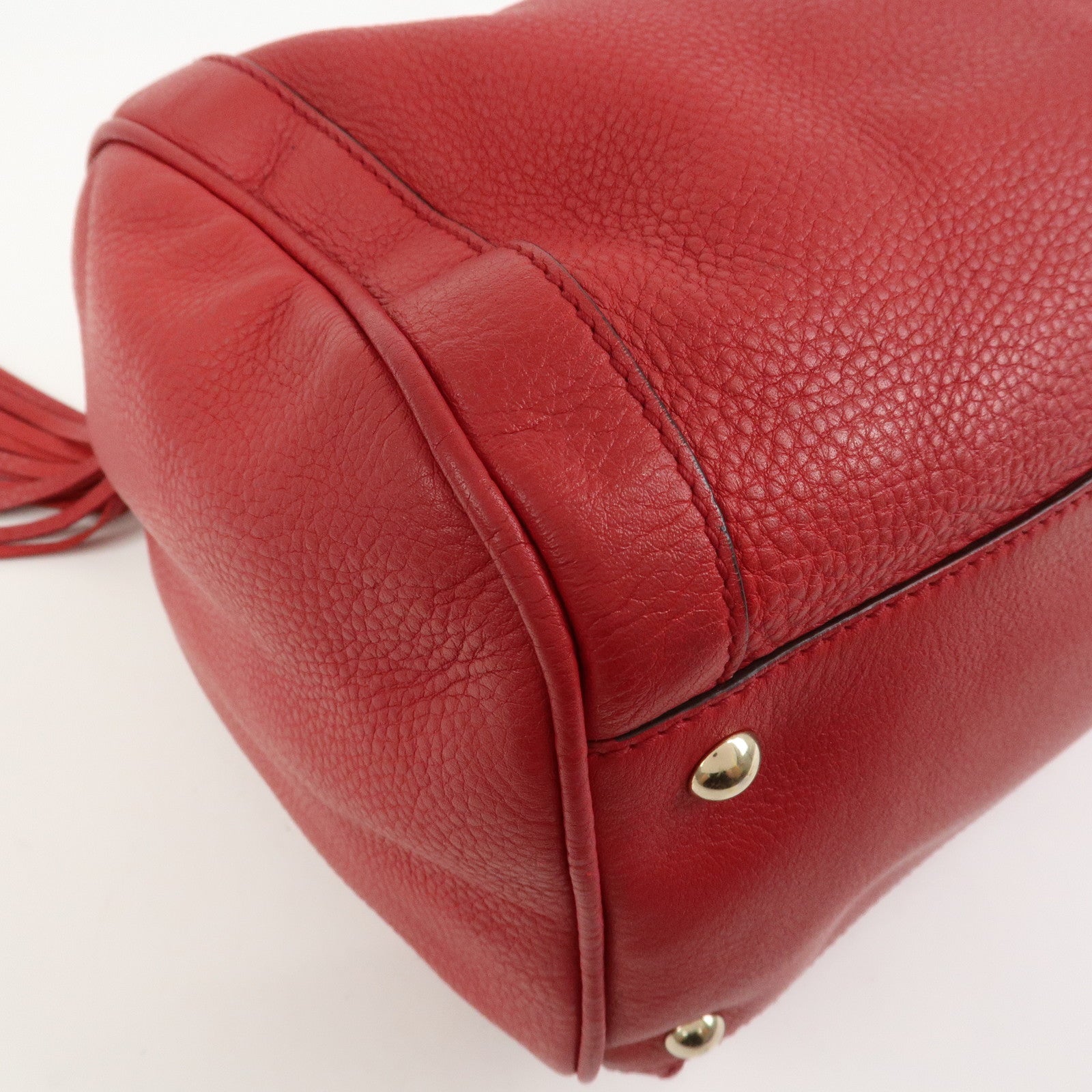 GUCCI SOHO Interlocking G Leather Boston Bag Hand Bag Red 282302