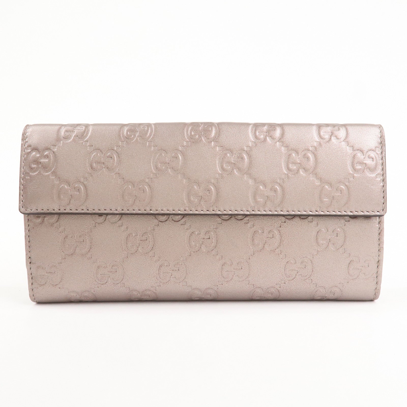 GUCCI Guccissima Leather Heart W Hook Bi-fold Wallet Pink 203550 Used