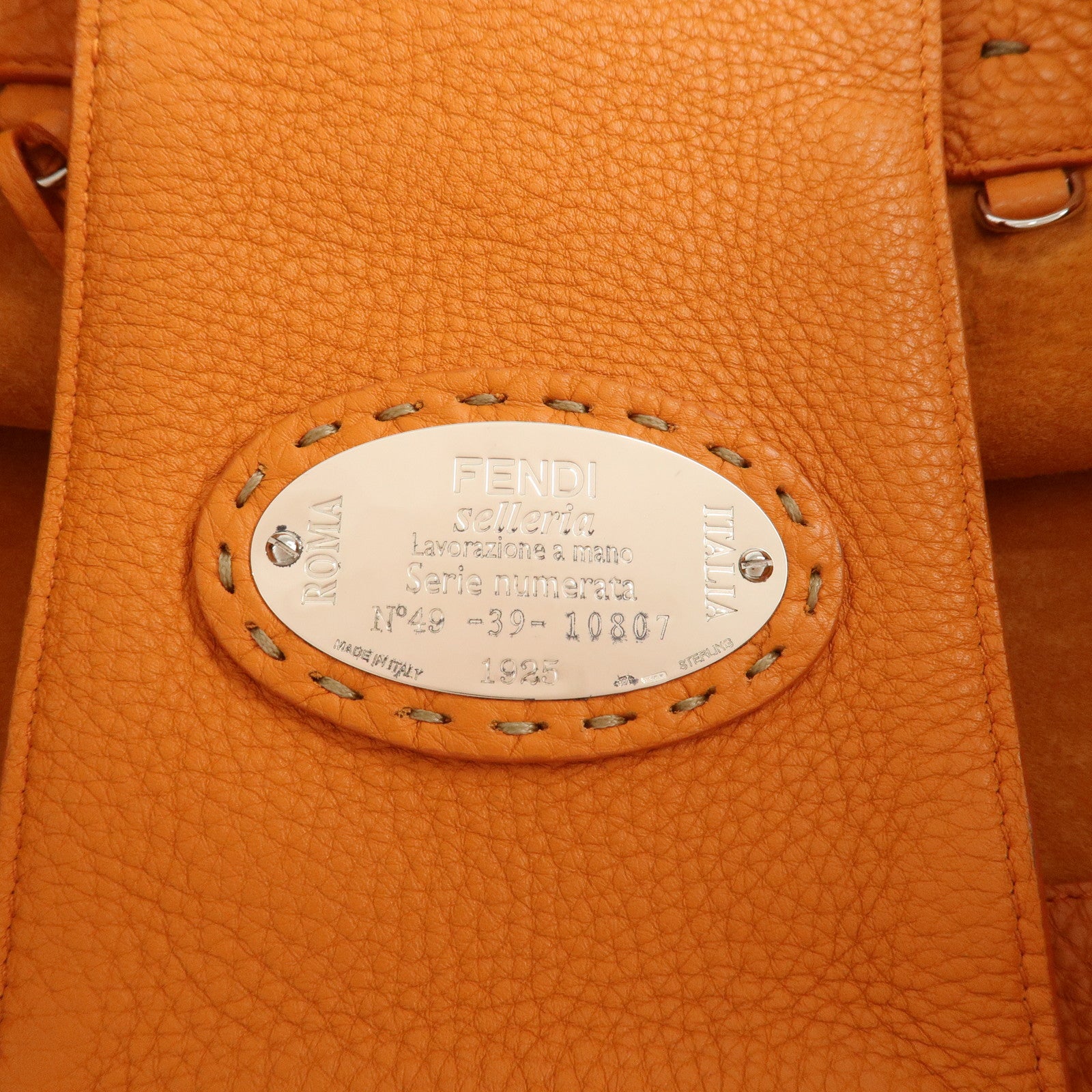 FENDI Selleria Carla Leather Tote Bag Shoulder Bag Gray 8BH257