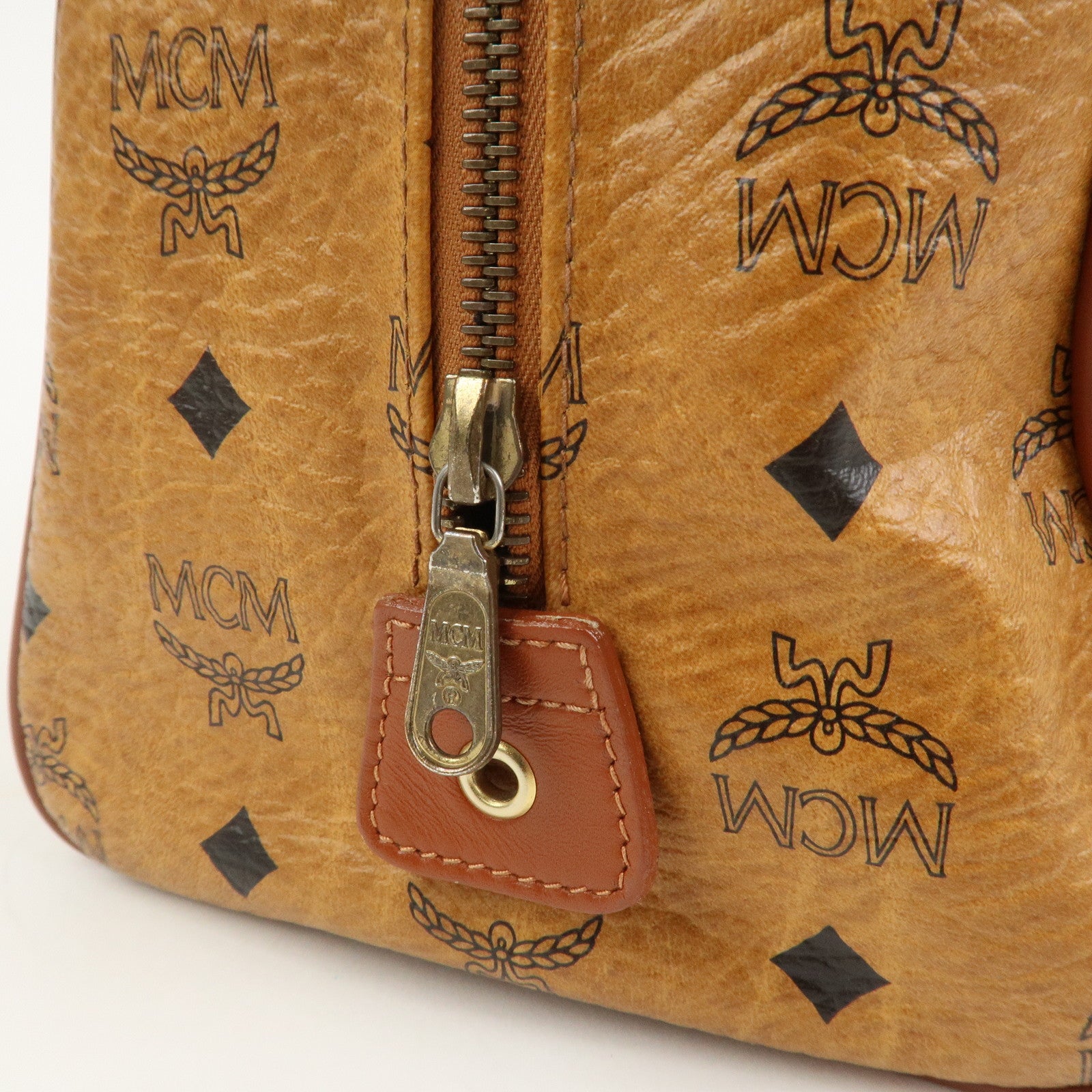 MCM Visetos Leather 2WAY Bag Hand Bag Shoulder Bag Brown