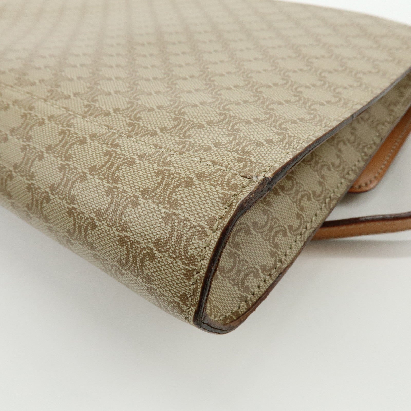 CELINE Macadam PVC Leather Shoulder Bag Clutch Bag Beige