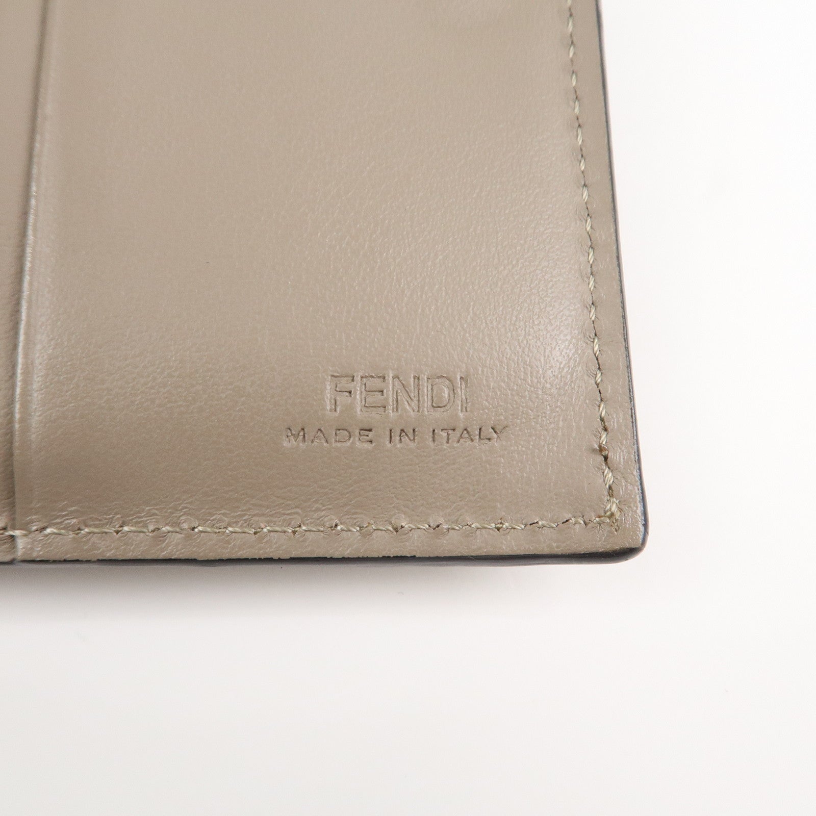 FENDI Leather Bi-fold Compact Wallet Brown 8M0387