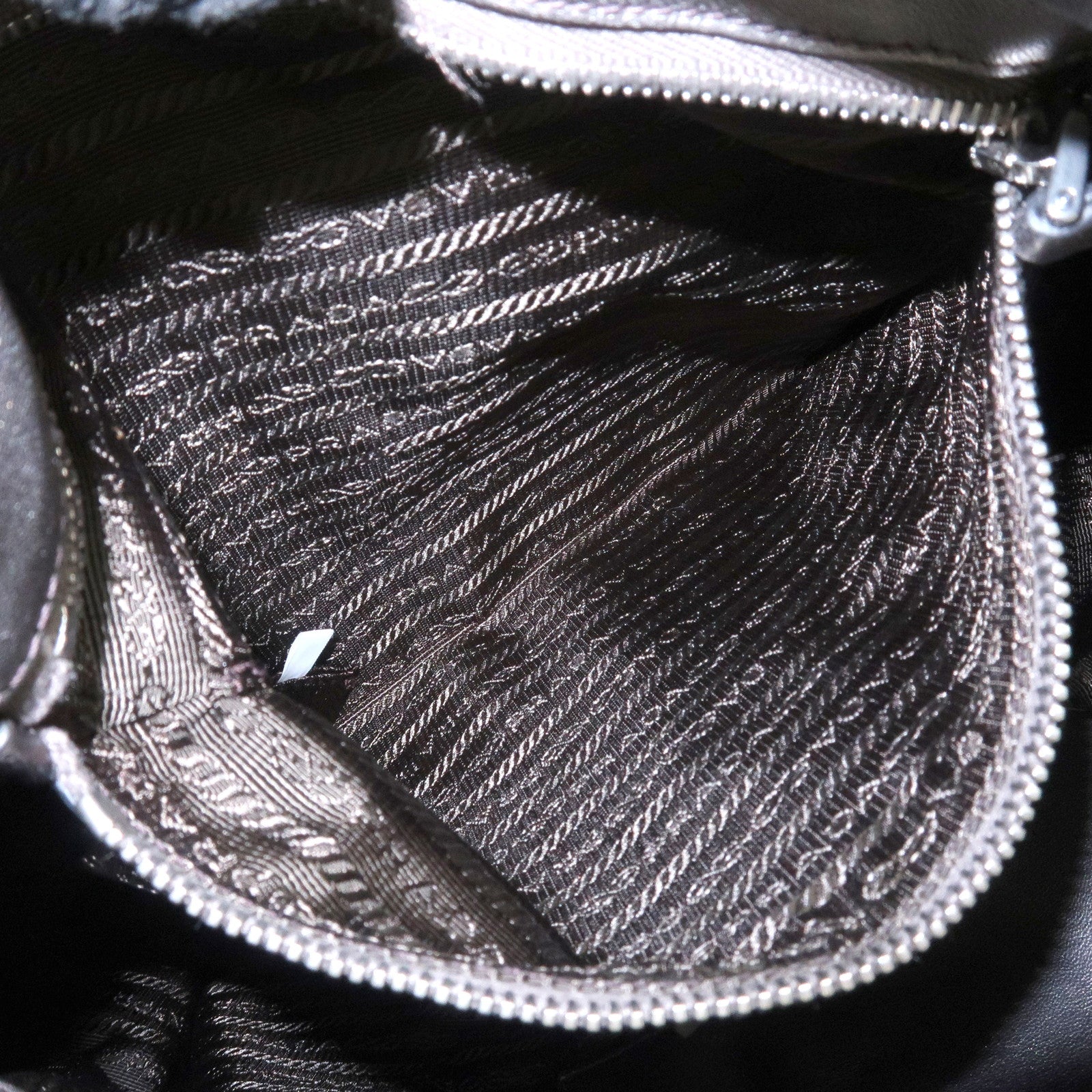 PRADA Logo Frilled Leather Shoulder Bag Hand Bag Bronze BR3993